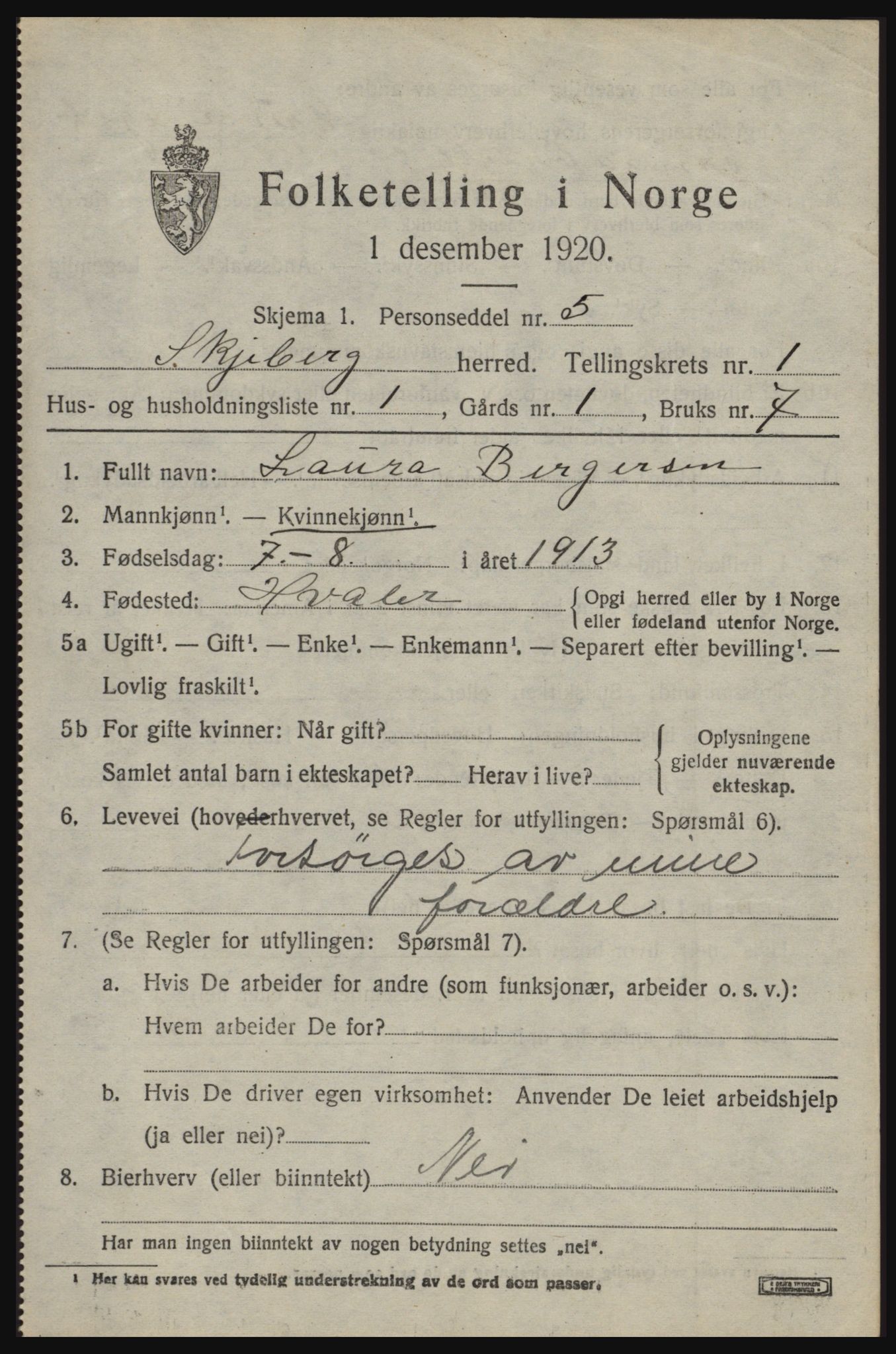 SAO, 1920 census for Skjeberg, 1920, p. 2369