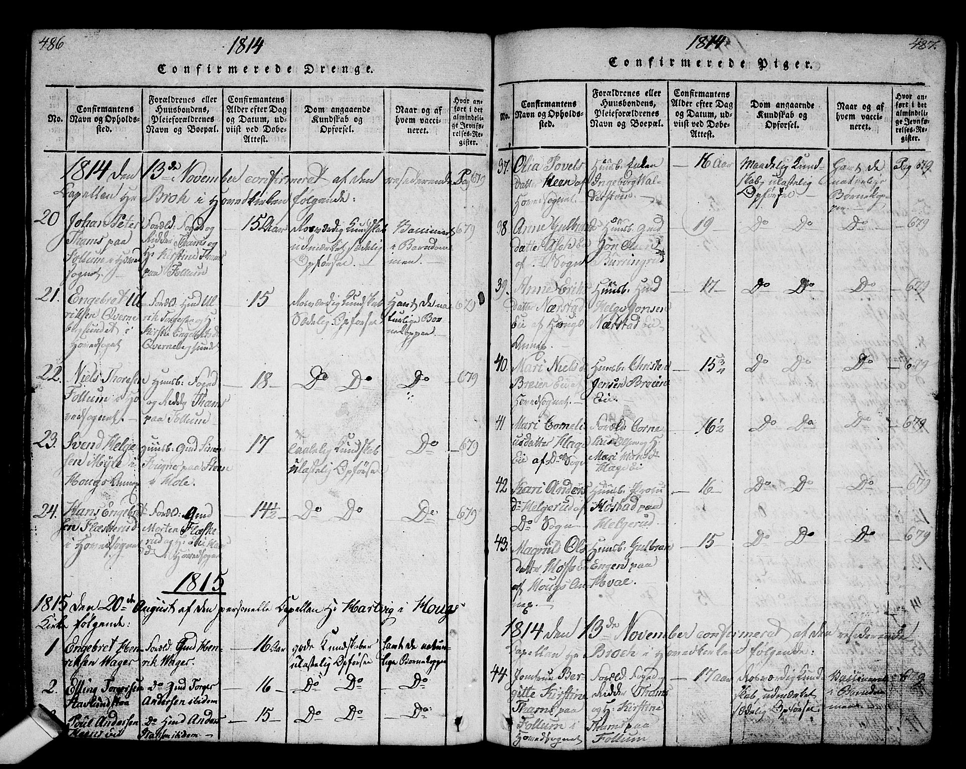 Norderhov kirkebøker, AV/SAKO-A-237/G/Ga/L0002: Parish register (copy) no. I 2, 1814-1867, p. 486-487