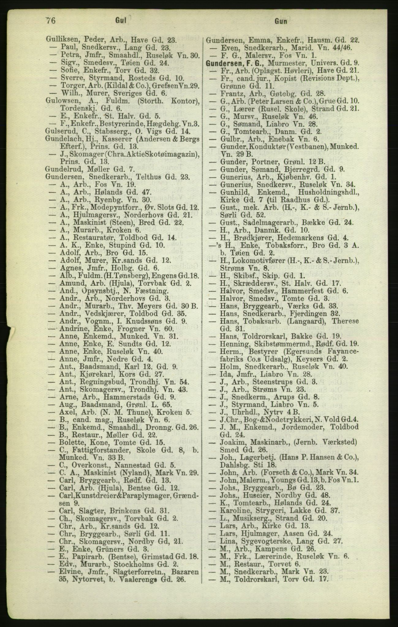 Kristiania/Oslo adressebok, PUBL/-, 1882, p. 76