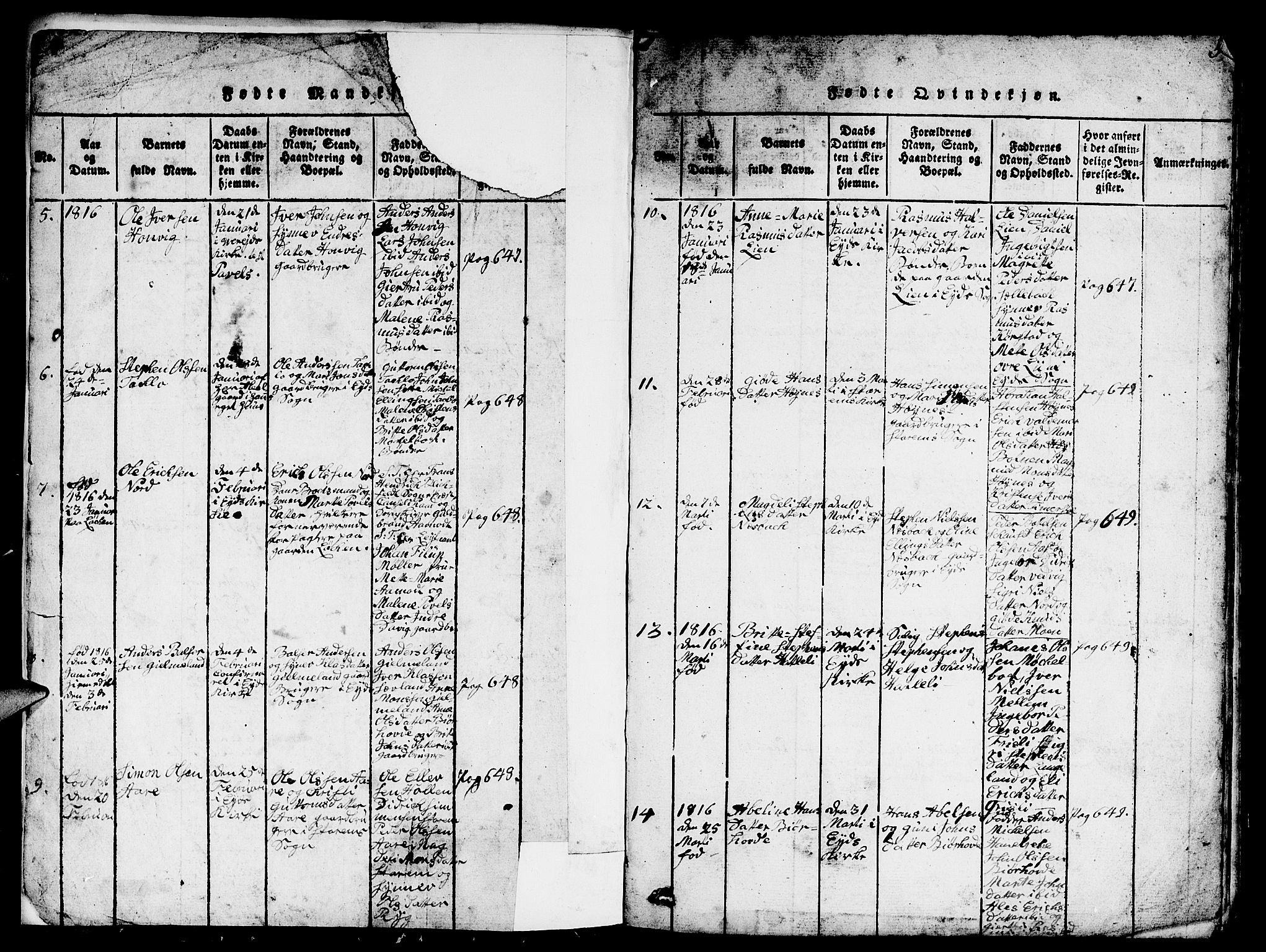 Eid sokneprestembete, AV/SAB-A-82301/H/Hab/Haba/L0001: Parish register (copy) no. A 1, 1816-1862, p. 4-5