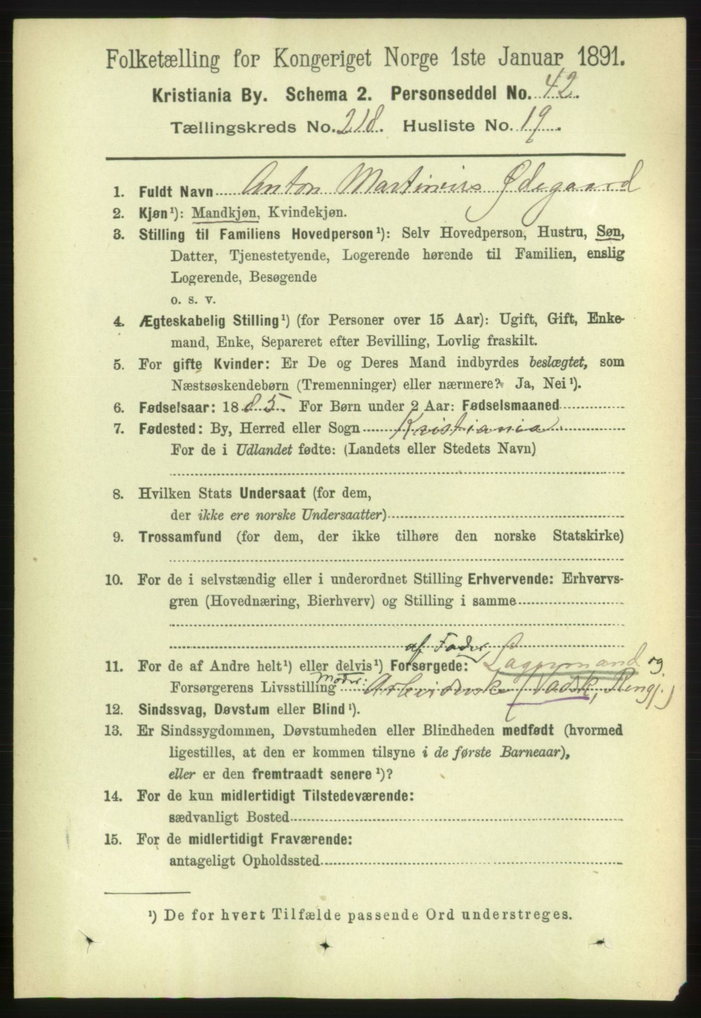 RA, 1891 census for 0301 Kristiania, 1891, p. 129514
