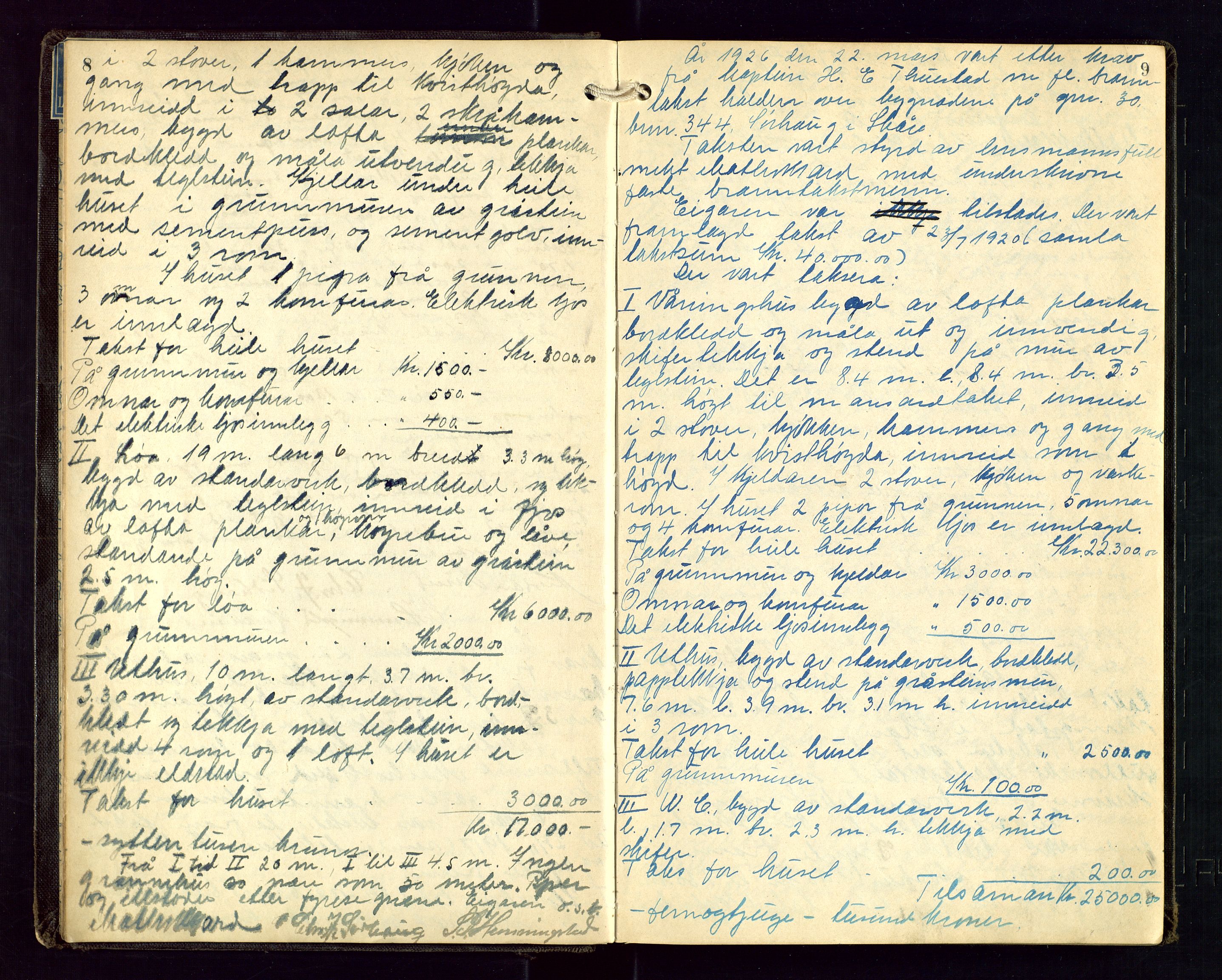 Torvestad lensmannskontor, AV/SAST-A-100307/1/Goa/L0004: "Brandtakstsprotokoll for lensmannen i Torvastad", 1925-1934, p. 8-9