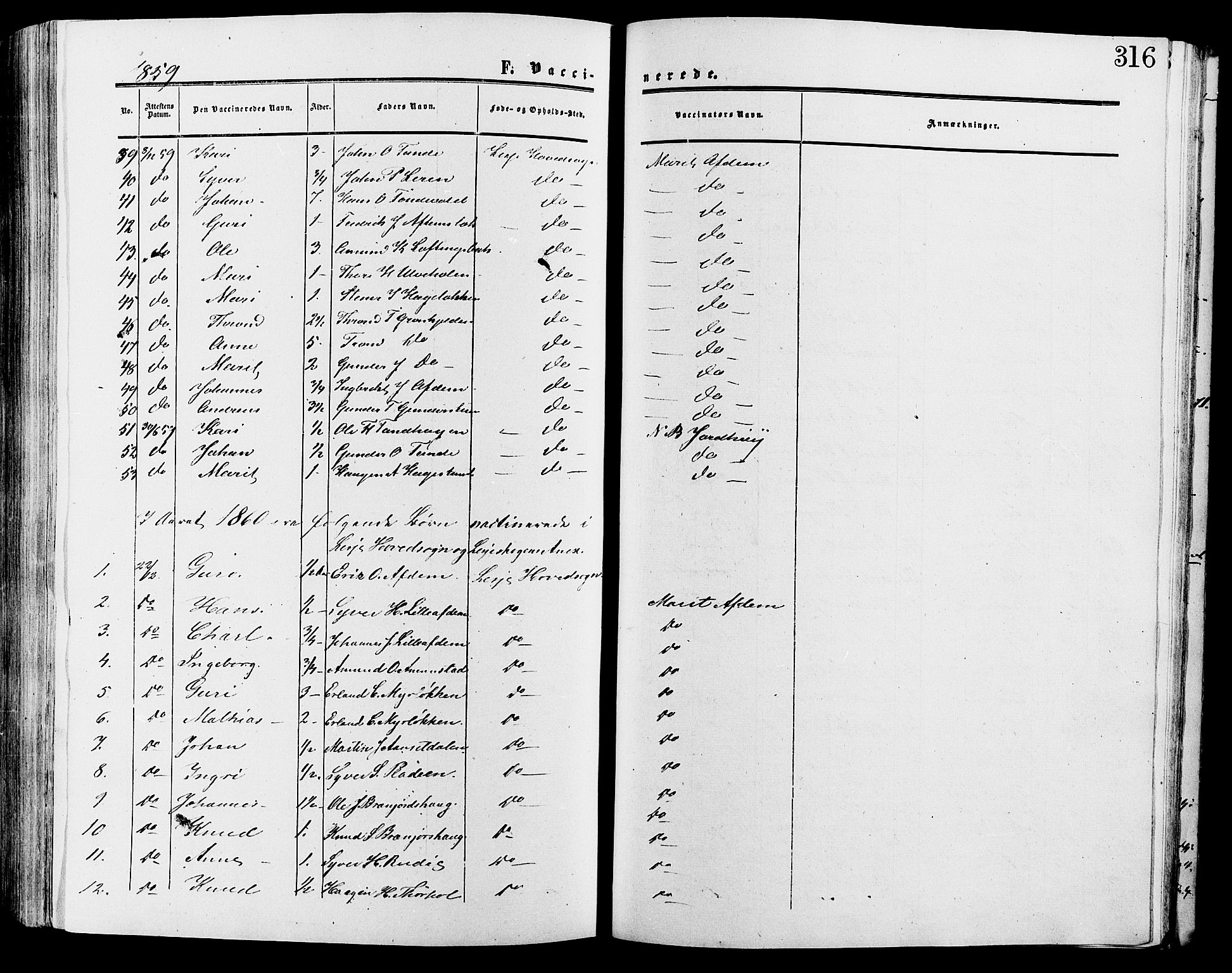 Lesja prestekontor, AV/SAH-PREST-068/H/Ha/Haa/L0009: Parish register (official) no. 9, 1854-1889, p. 316