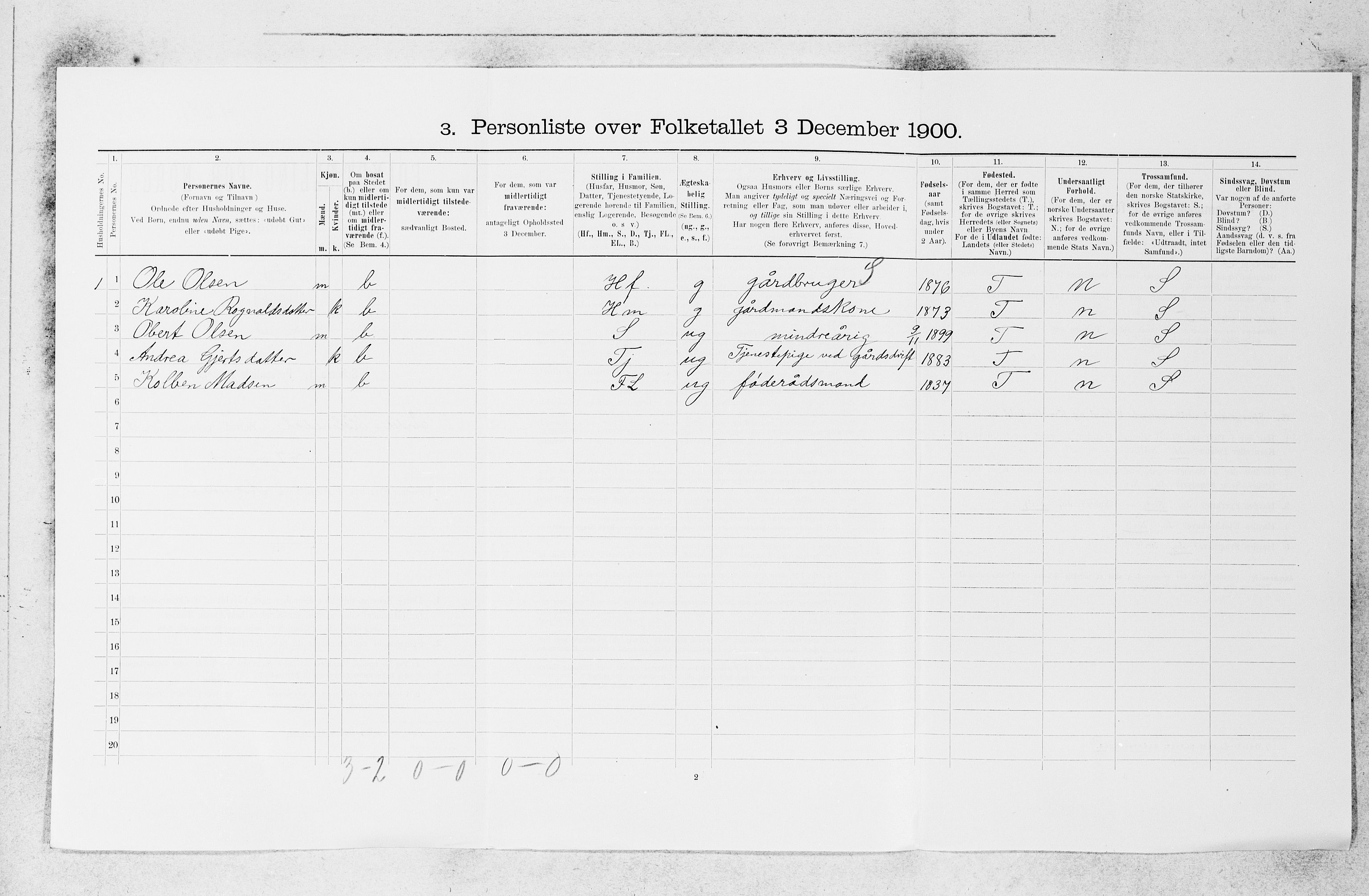 SAB, 1900 census for Indre Holmedal, 1900, p. 340