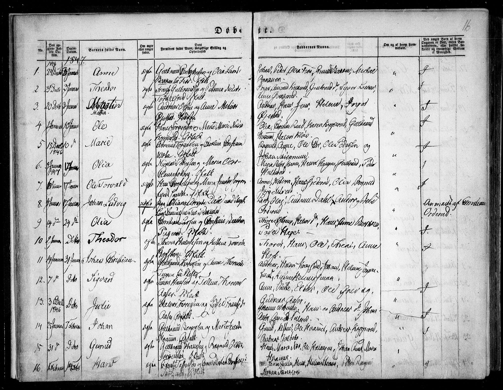 Trøgstad prestekontor Kirkebøker, SAO/A-10925/F/Fa/L0007: Parish register (official) no. I 7, 1845-1854, p. 16