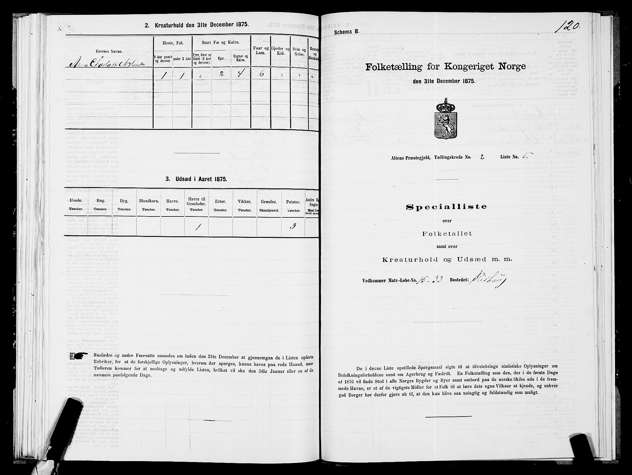 SATØ, 1875 census for 2012P Alta, 1875, p. 1120