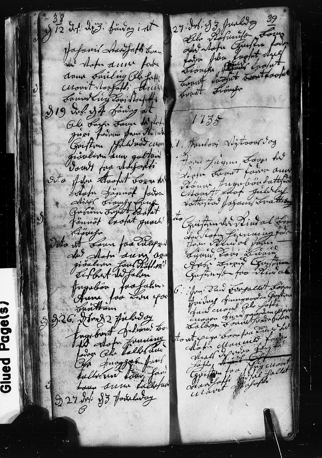 Fåberg prestekontor, SAH/PREST-086/H/Ha/Hab/L0001: Parish register (copy) no. 1, 1727-1767, p. 38-39