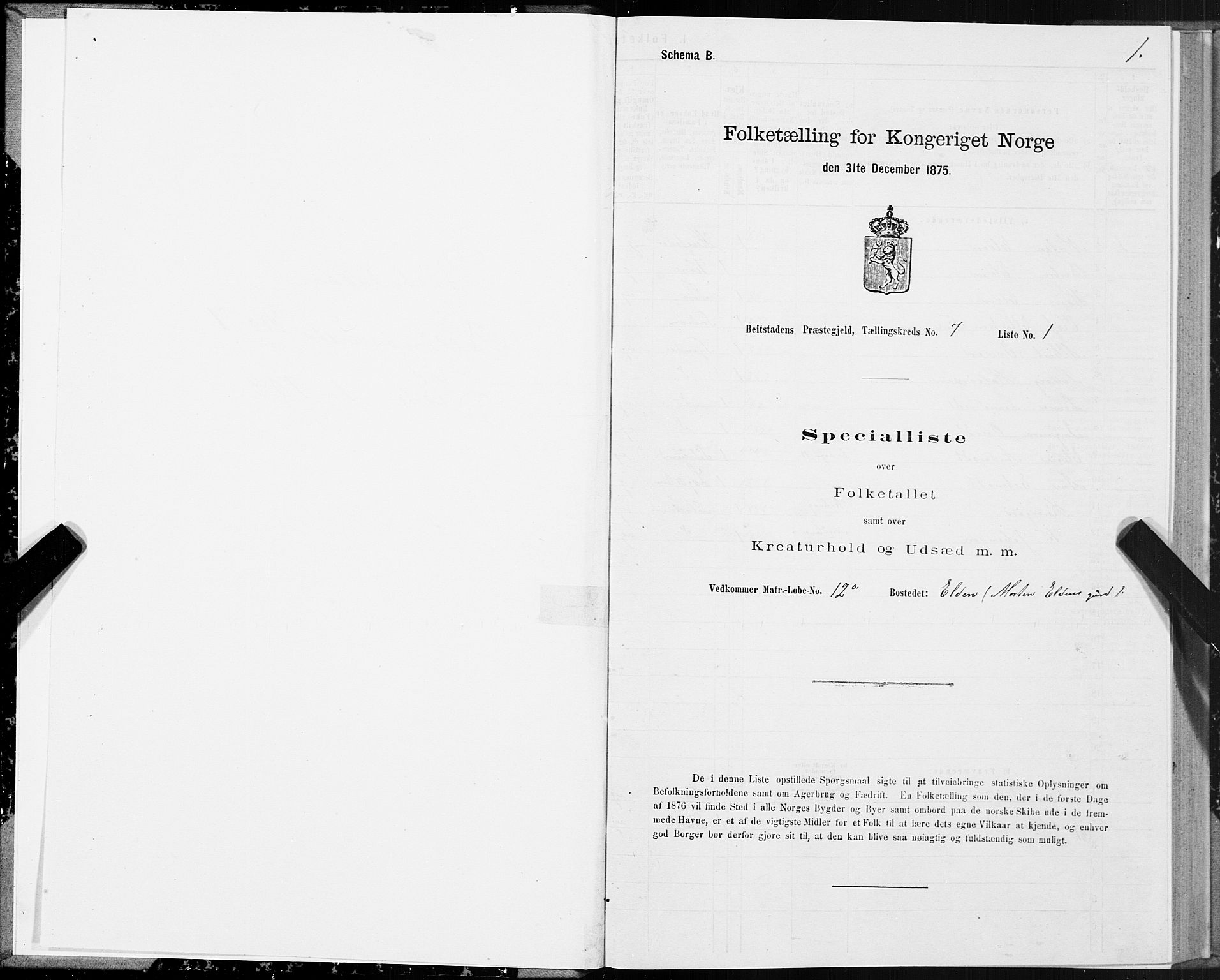 SAT, 1875 census for 1727P Beitstad, 1875, p. 5001