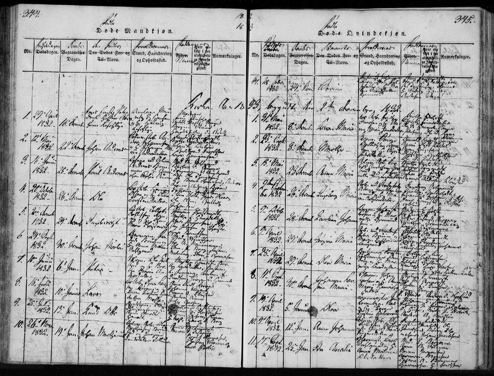Kongsberg kirkebøker, SAKO/A-22/F/Fa/L0008: Parish register (official) no. I 8, 1816-1839, p. 344-345