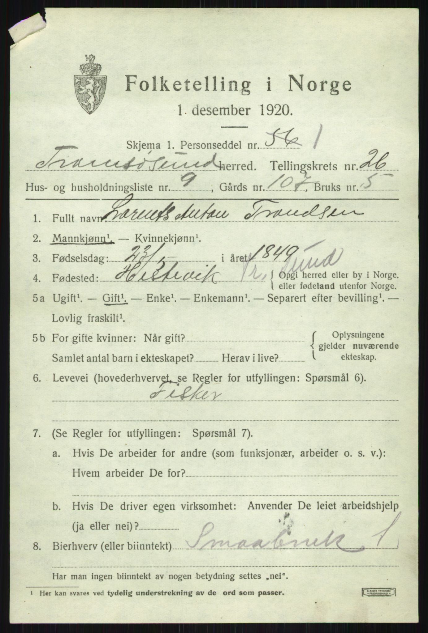 SATØ, 1920 census for Tromsøysund, 1920, p. 12292