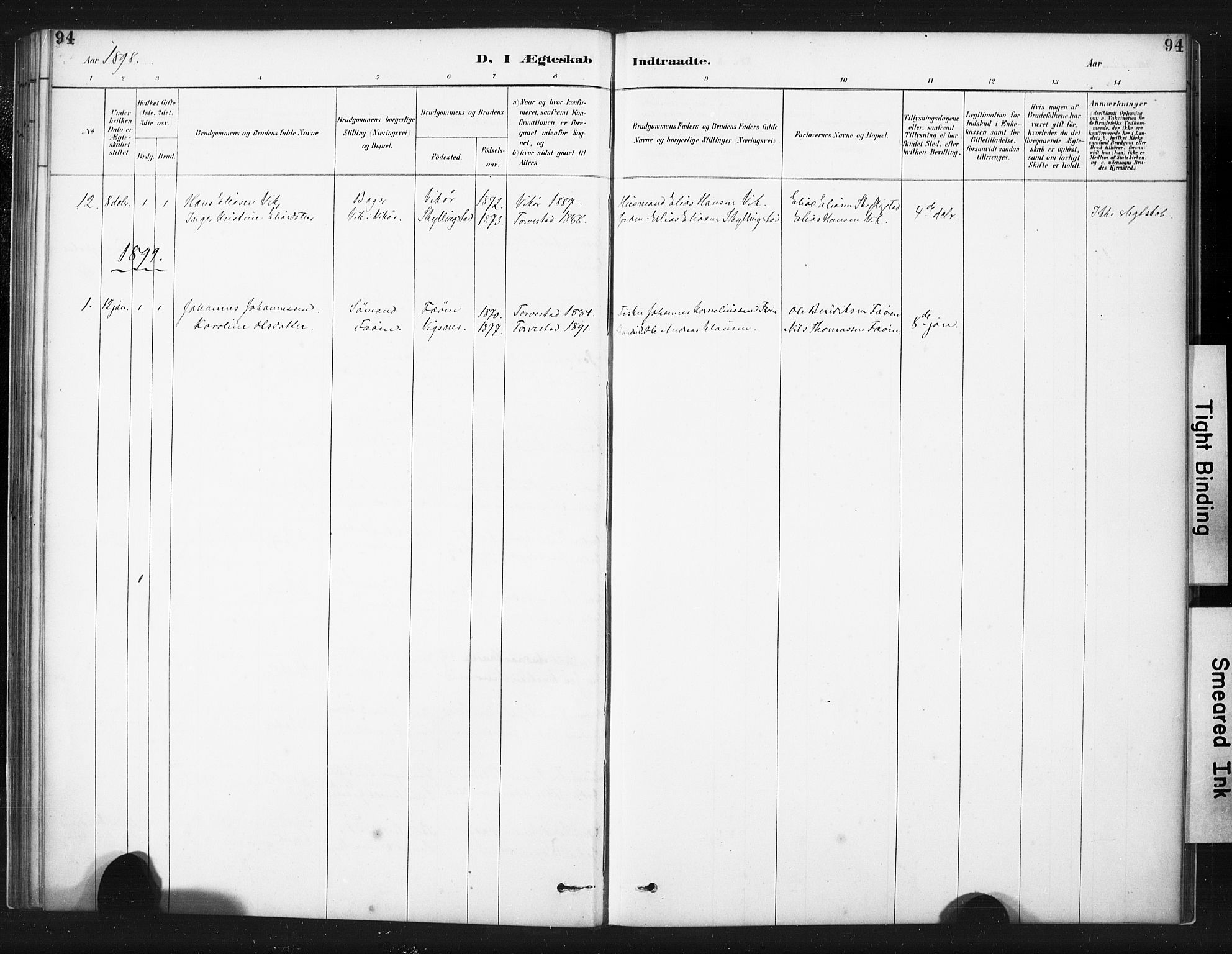 Torvastad sokneprestkontor, AV/SAST-A -101857/H/Ha/Haa/L0015: Parish register (official) no. A 14, 1888-1899, p. 94