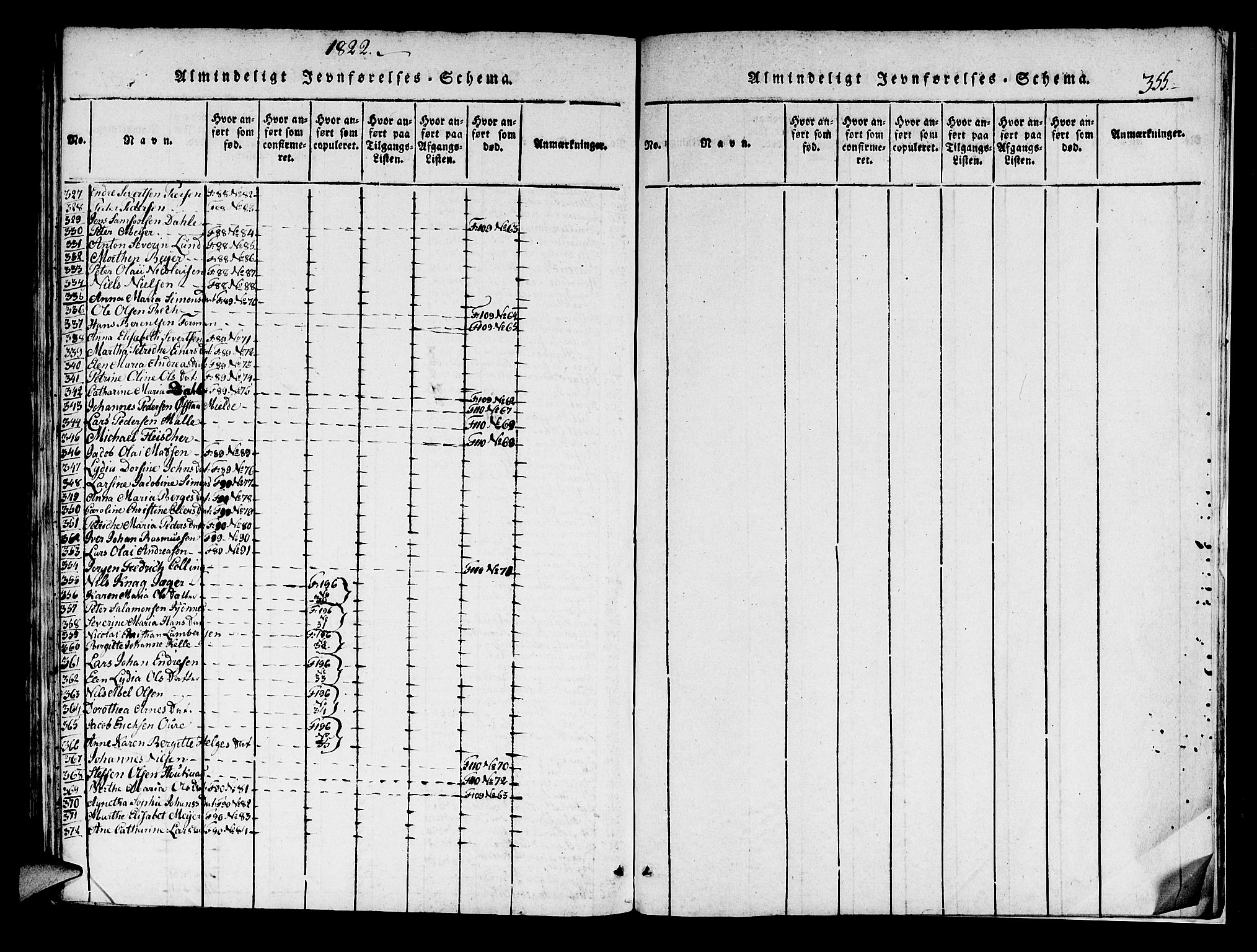 Korskirken sokneprestembete, AV/SAB-A-76101/H/Haa/L0013: Parish register (official) no. A 13, 1815-1822, p. 355