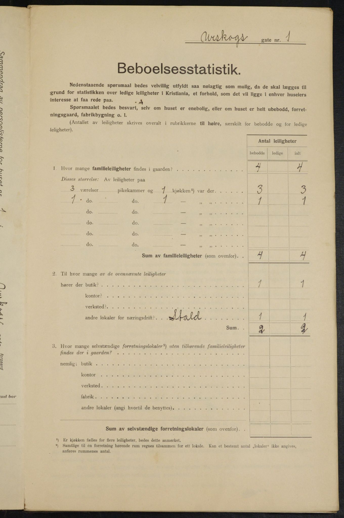 OBA, Municipal Census 1915 for Kristiania, 1915, p. 2608