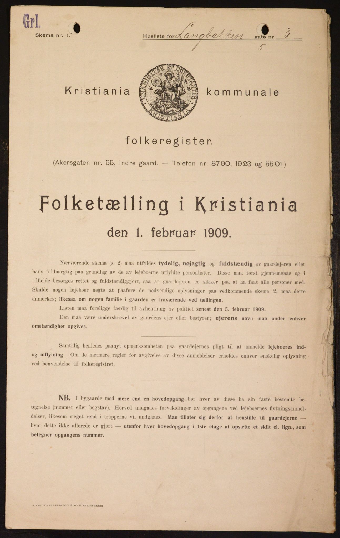 OBA, Municipal Census 1909 for Kristiania, 1909, p. 51386
