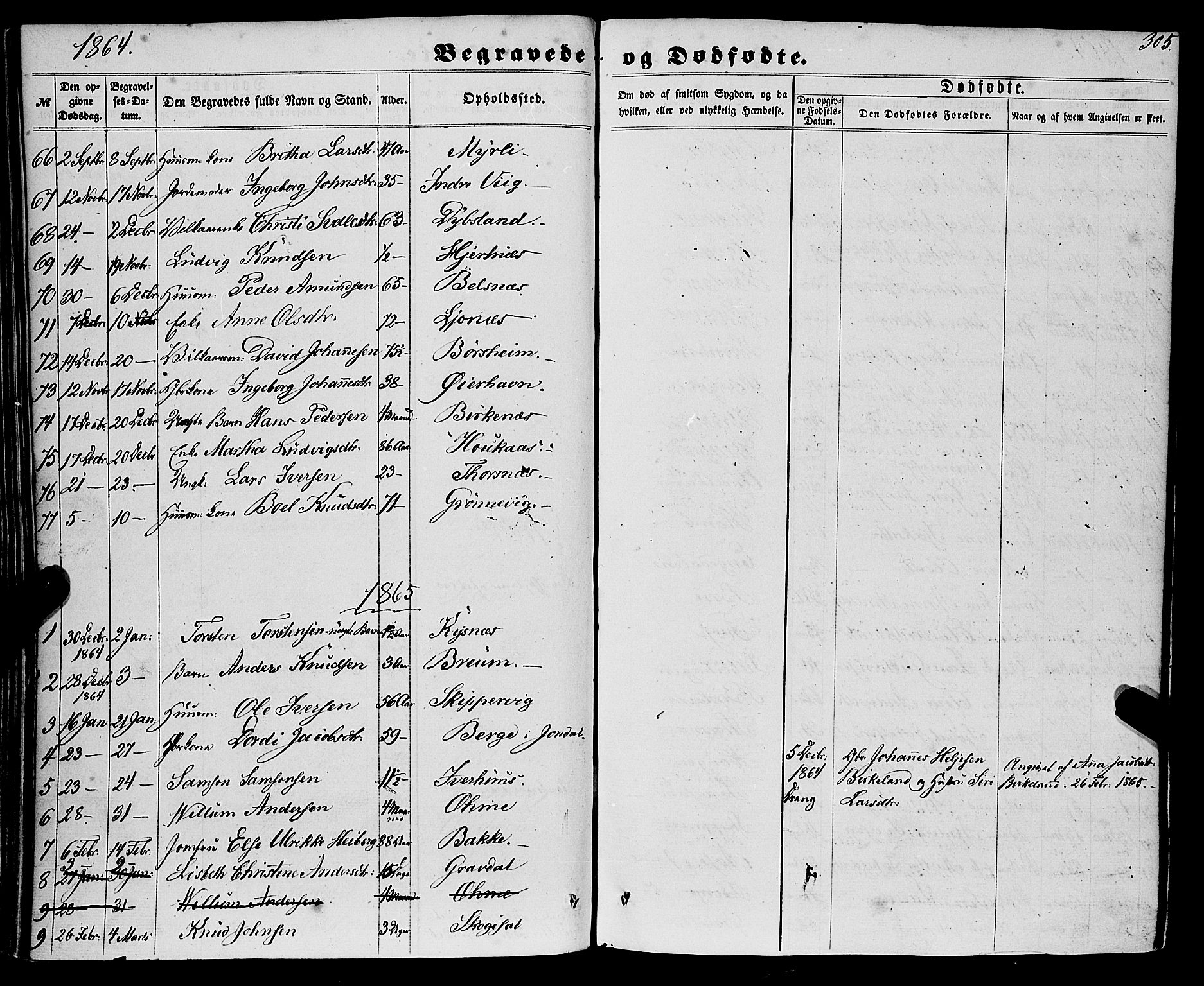 Strandebarm sokneprestembete, AV/SAB-A-78401/H/Haa: Parish register (official) no. A 8, 1858-1872, p. 305