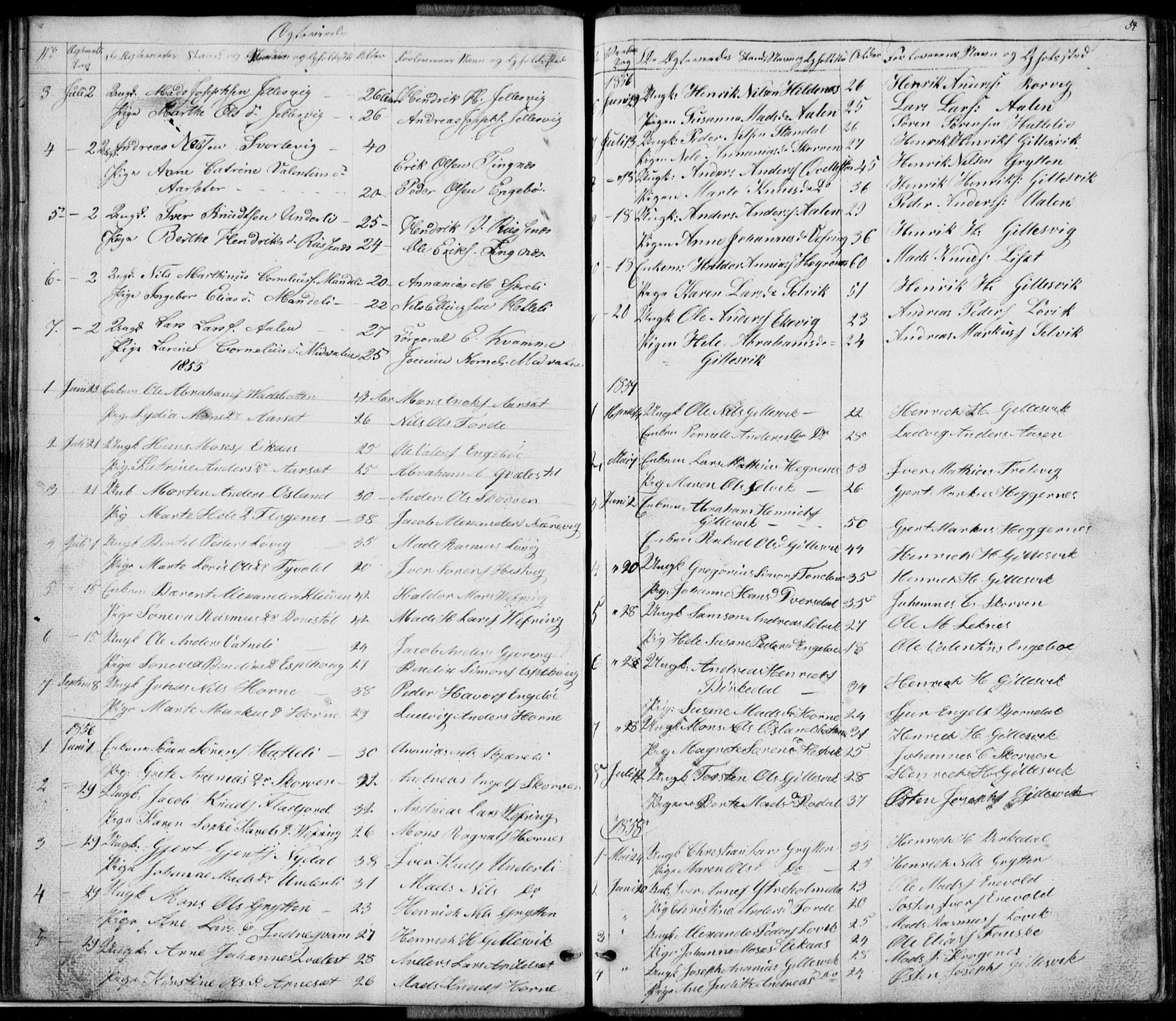 Førde sokneprestembete, SAB/A-79901/H/Hab: Parish register (copy) no. E 0, 1853-1880, p. 54