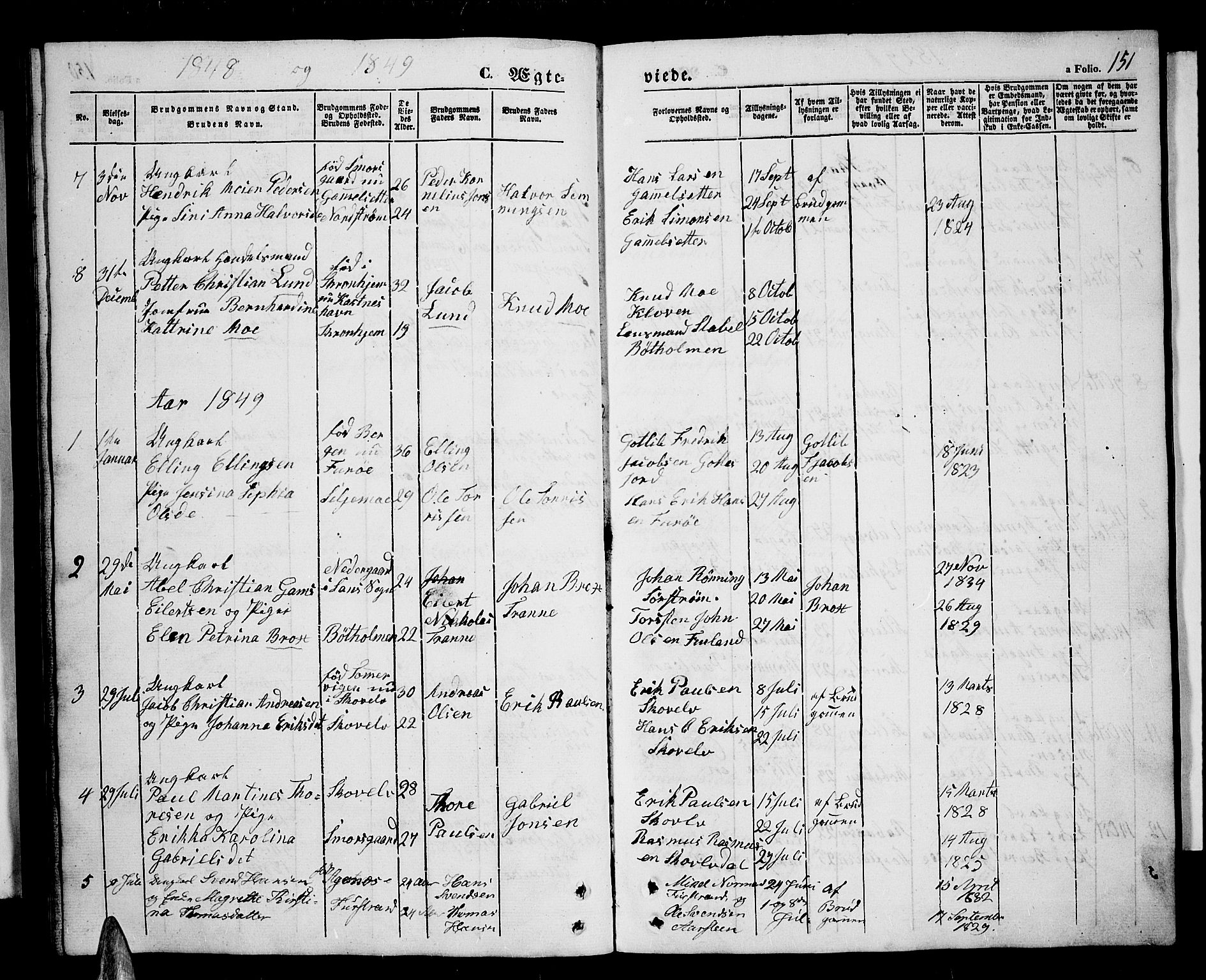 Tranøy sokneprestkontor, SATØ/S-1313/I/Ia/Iab/L0002klokker: Parish register (copy) no. 2, 1847-1860, p. 151