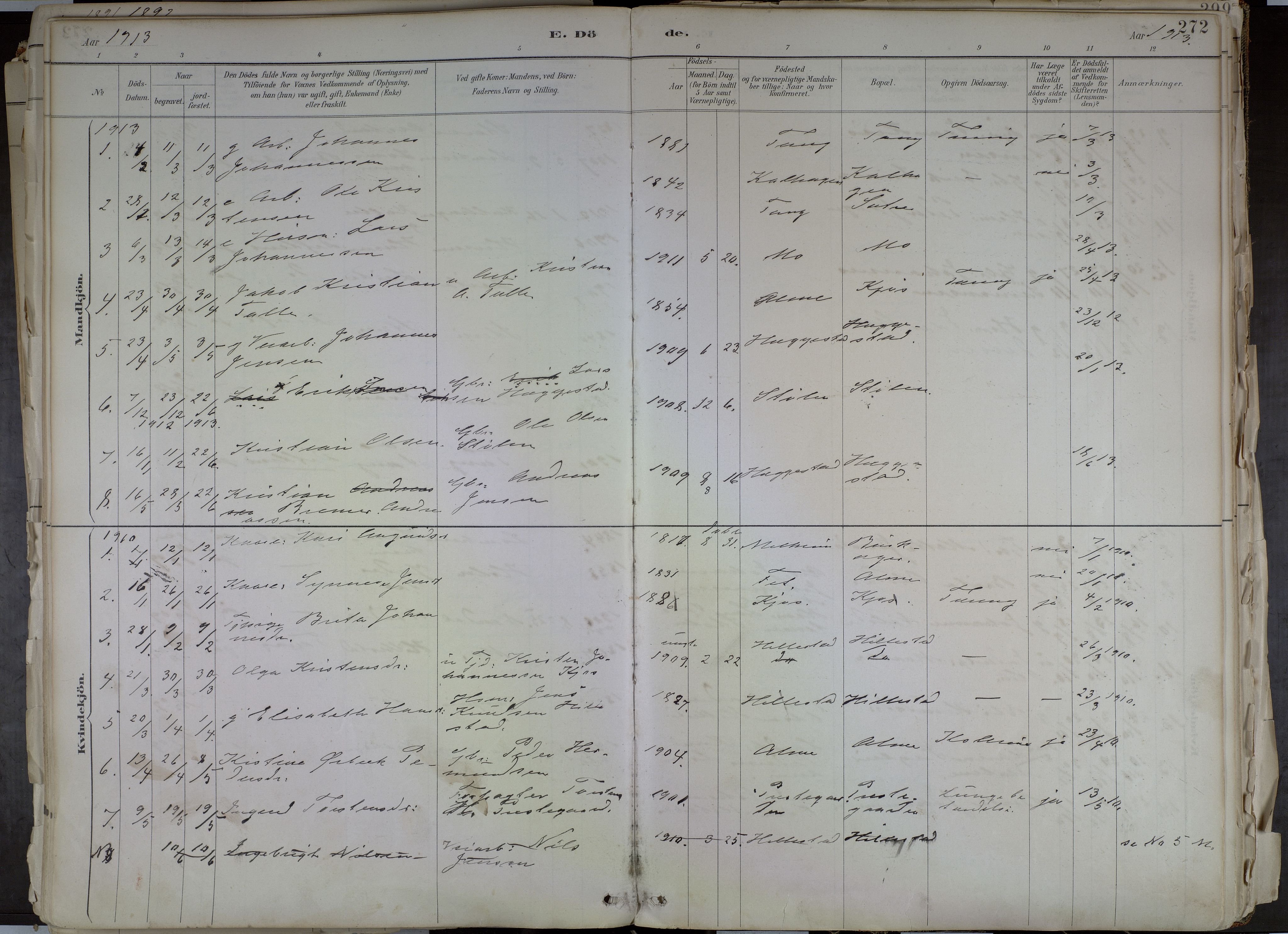 Hafslo sokneprestembete, SAB/A-80301/H/Haa/Haab/L0001: Parish register (official) no. B 1, 1886-1945, p. 272