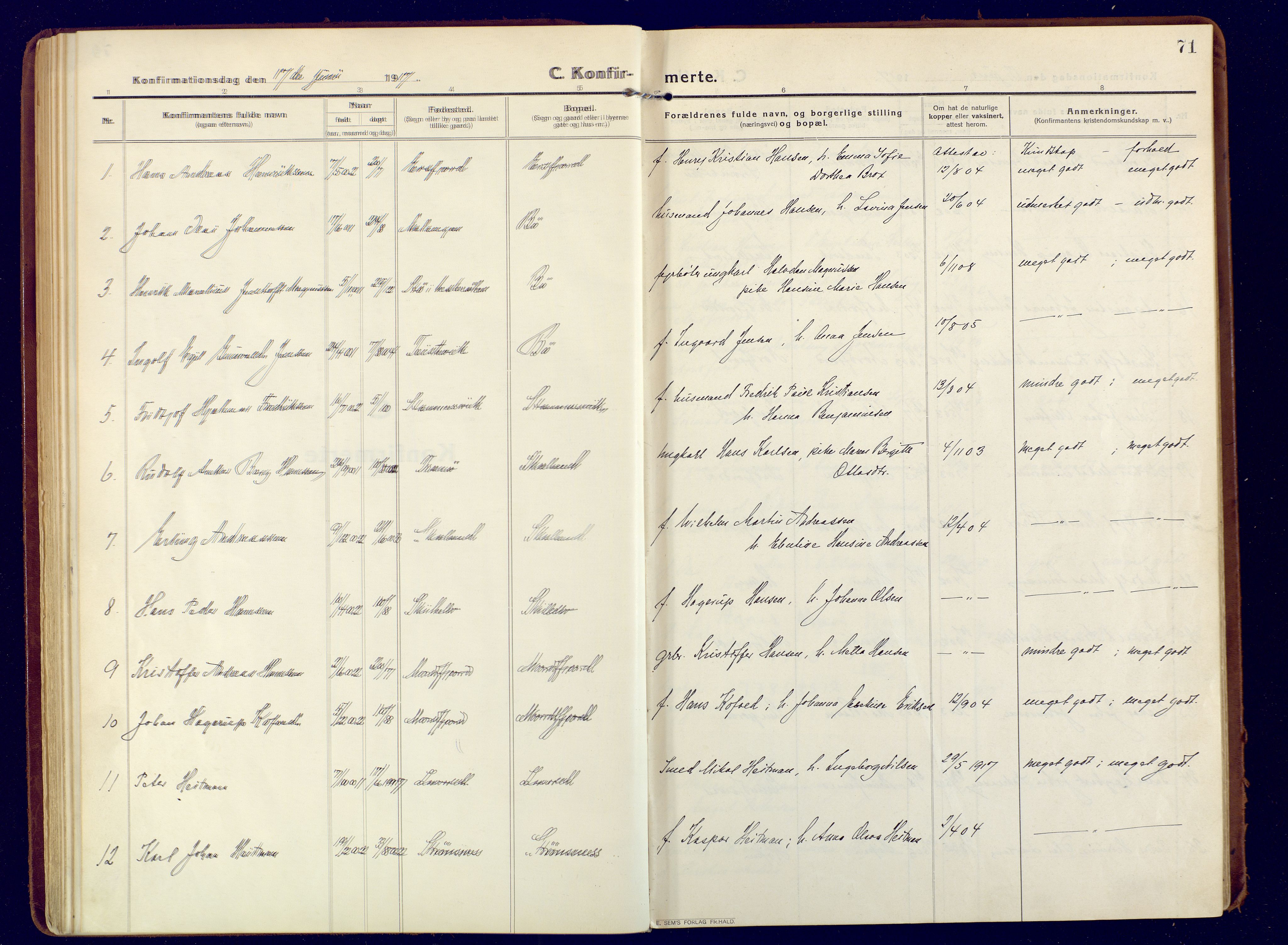 Berg sokneprestkontor, SATØ/S-1318/G/Ga/Gaa: Parish register (official) no. 9, 1916-1928, p. 71