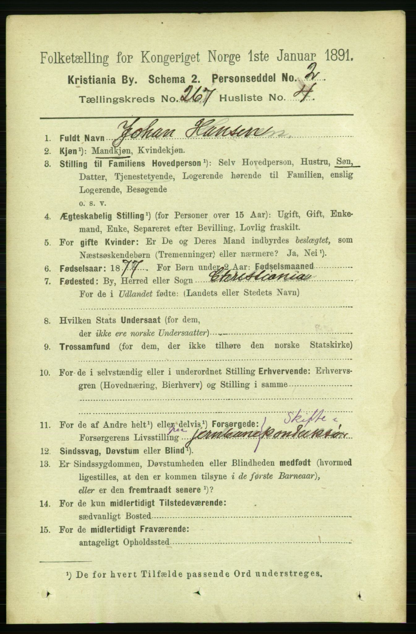 RA, 1891 census for 0301 Kristiania, 1891, p. 161562