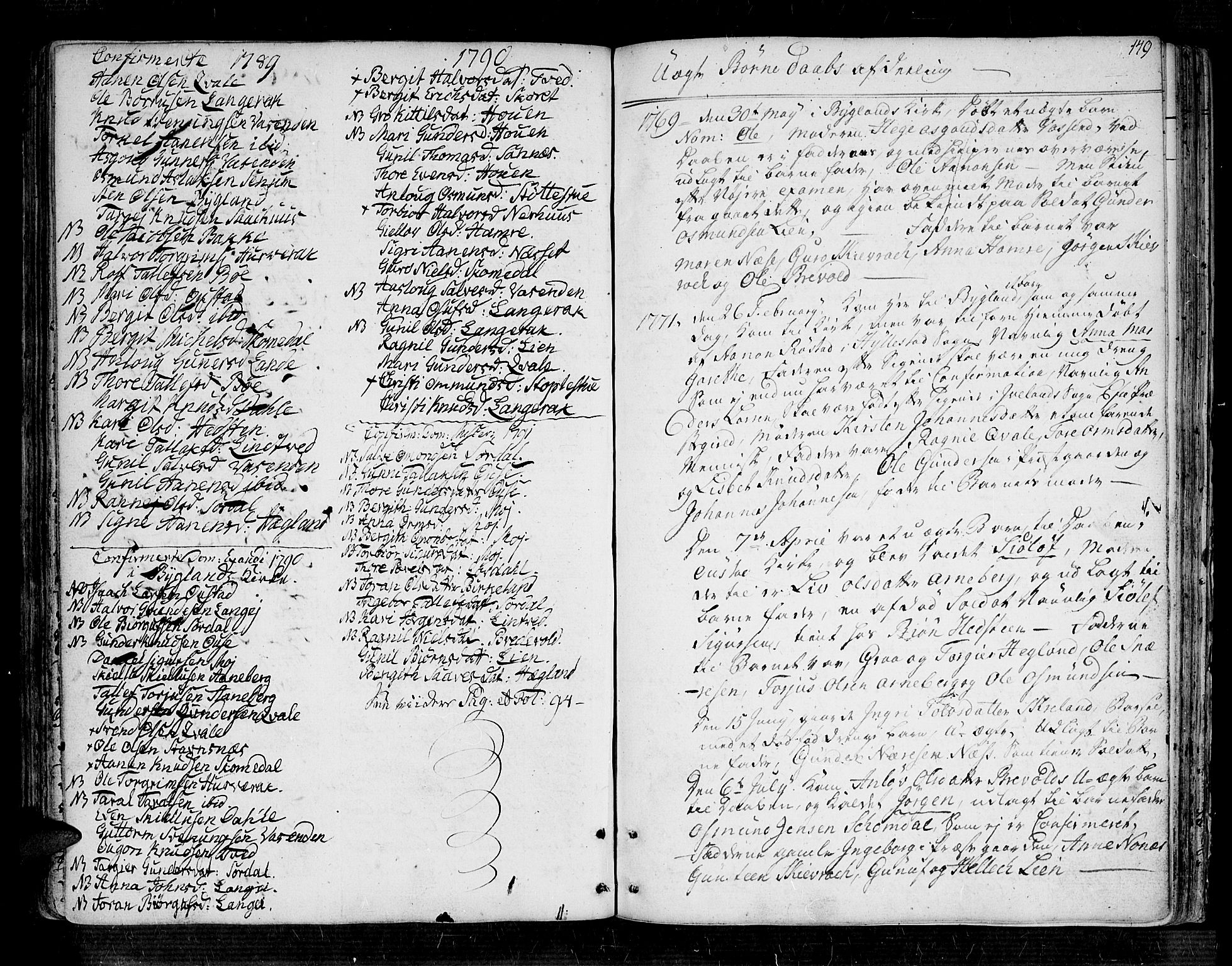 Bygland sokneprestkontor, SAK/1111-0006/F/Fa/Fab/L0002: Parish register (official) no. A 2, 1766-1816, p. 149