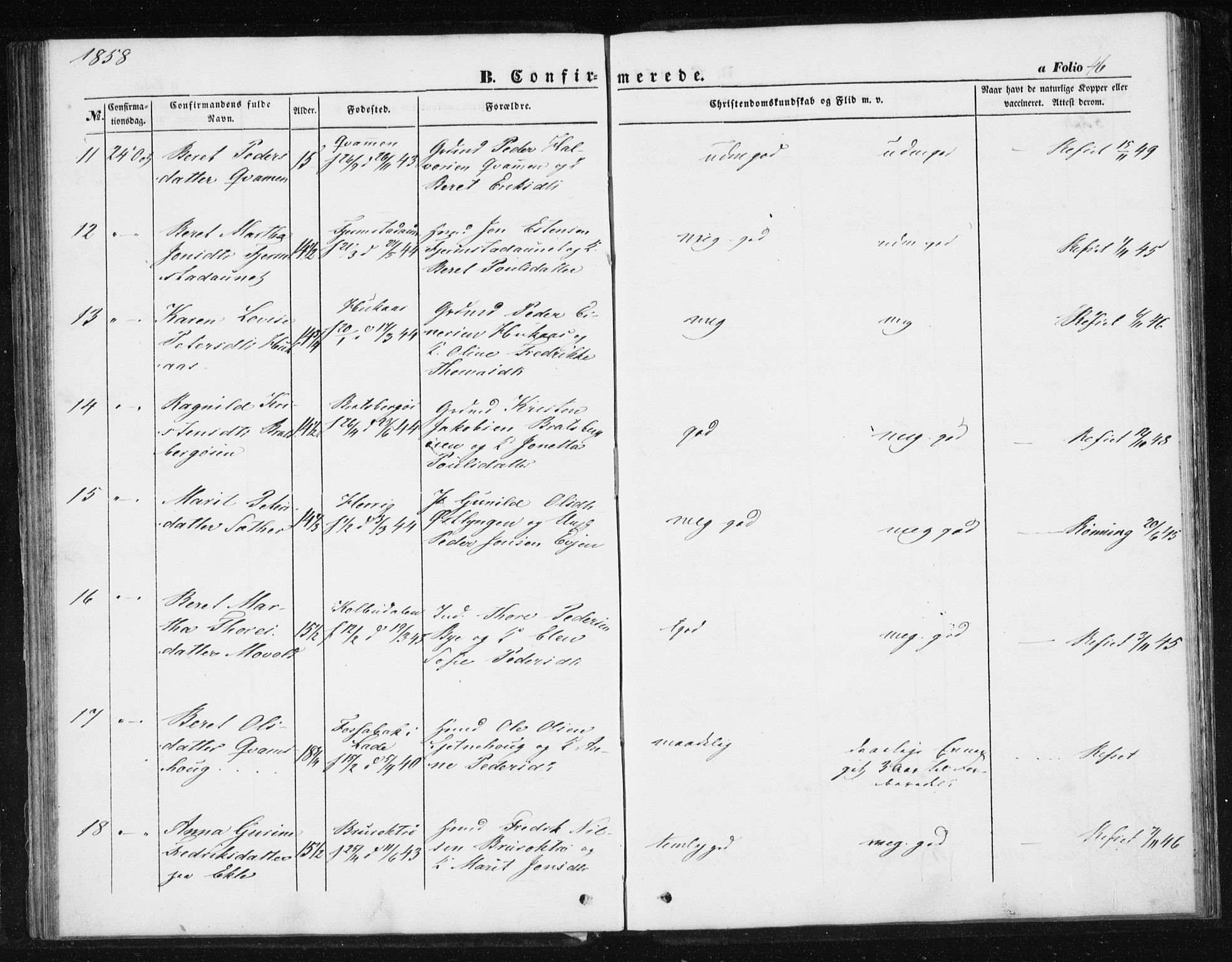 Ministerialprotokoller, klokkerbøker og fødselsregistre - Sør-Trøndelag, AV/SAT-A-1456/608/L0332: Parish register (official) no. 608A01, 1848-1861, p. 46