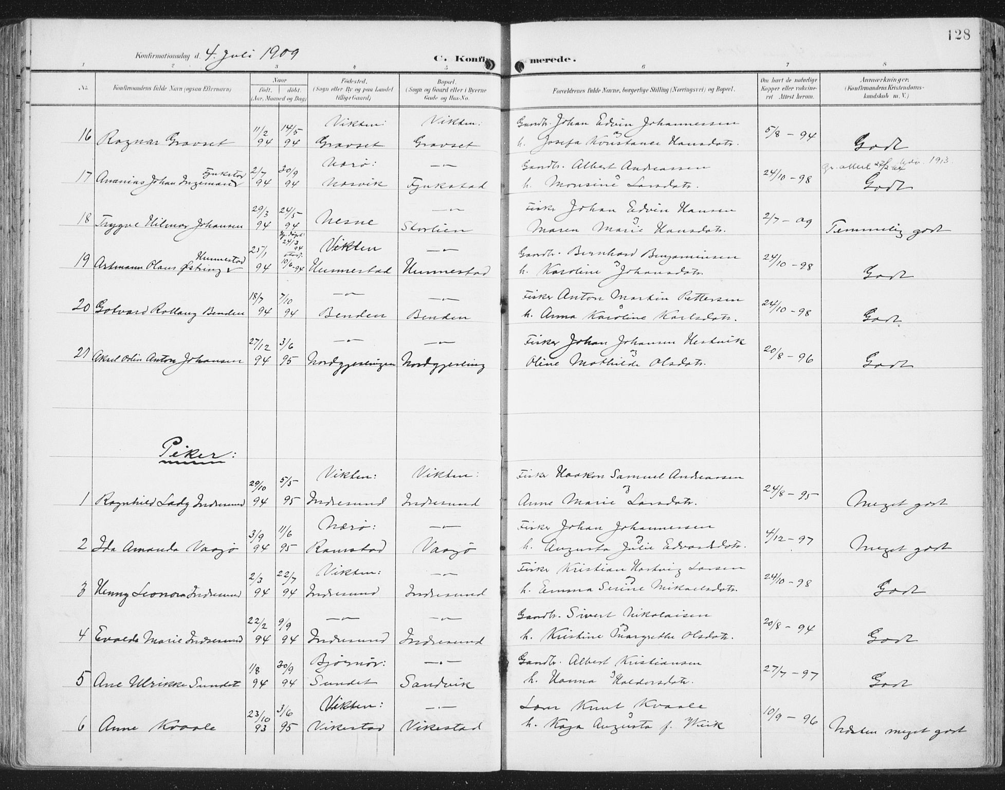 Ministerialprotokoller, klokkerbøker og fødselsregistre - Nord-Trøndelag, SAT/A-1458/786/L0688: Parish register (official) no. 786A04, 1899-1912, p. 128