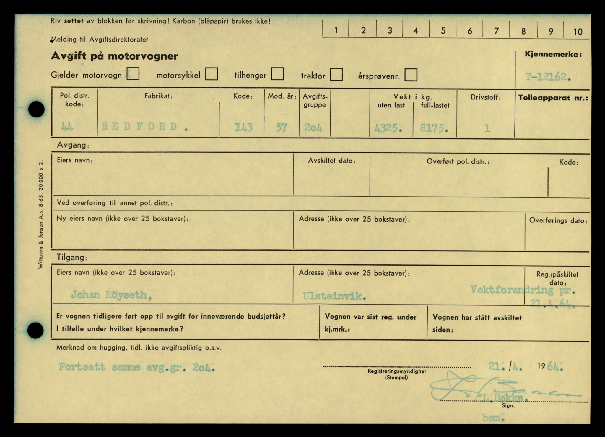 Møre og Romsdal vegkontor - Ålesund trafikkstasjon, AV/SAT-A-4099/F/Fe/L0034: Registreringskort for kjøretøy T 12500 - T 12652, 1927-1998, p. 682