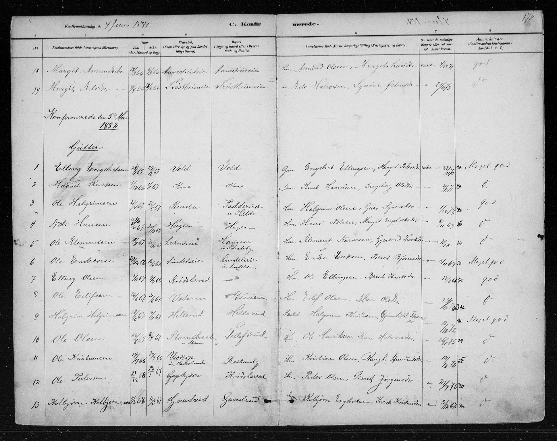Nes kirkebøker, SAKO/A-236/F/Fa/L0012: Parish register (official) no. 12, 1881-1917, p. 170