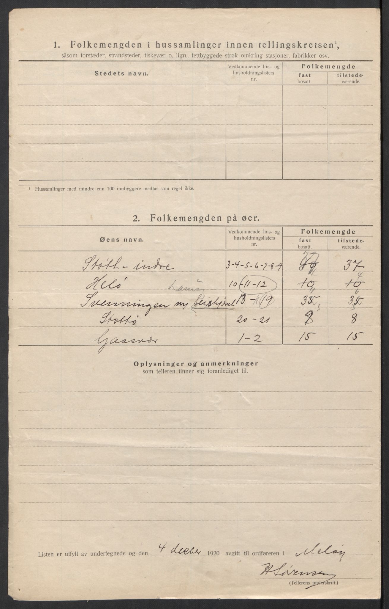 SAT, 1920 census for Meløy, 1920, p. 53