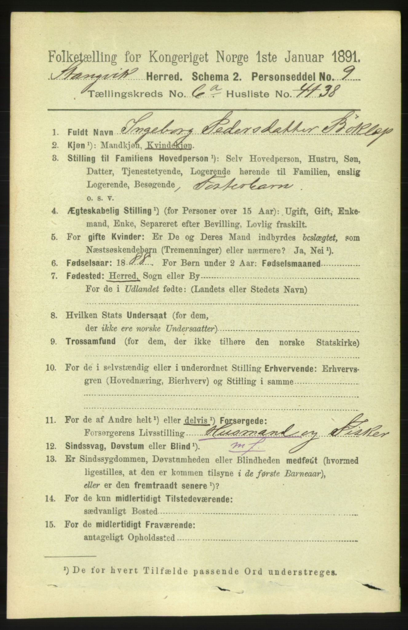 RA, 1891 census for 1564 Stangvik, 1891, p. 2928