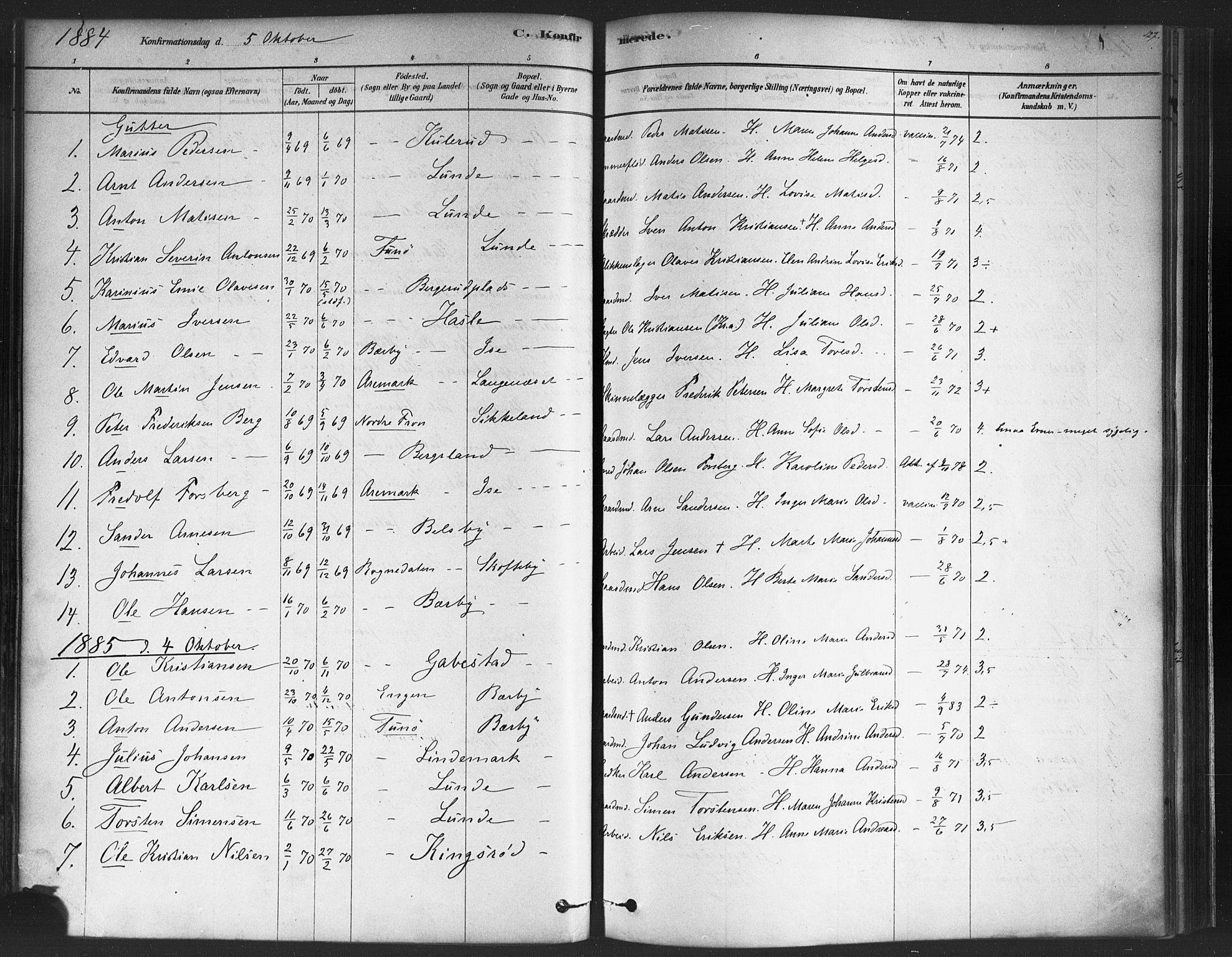 Varteig prestekontor Kirkebøker, SAO/A-10447a/F/Fa/L0002: Parish register (official) no. 2, 1878-1899, p. 127
