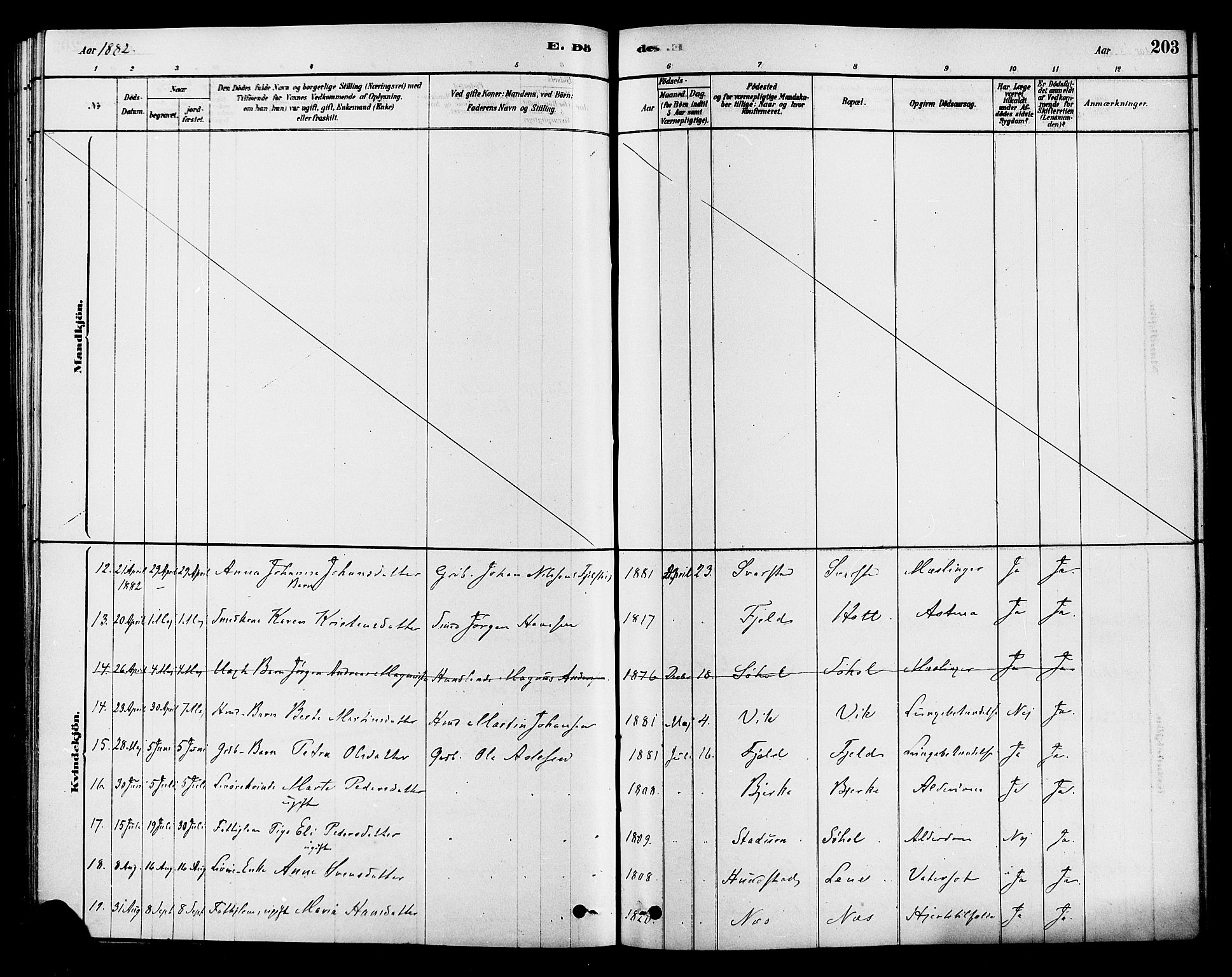Hole kirkebøker, SAKO/A-228/F/Fa/L0008: Parish register (official) no. I 8, 1878-1891, p. 203