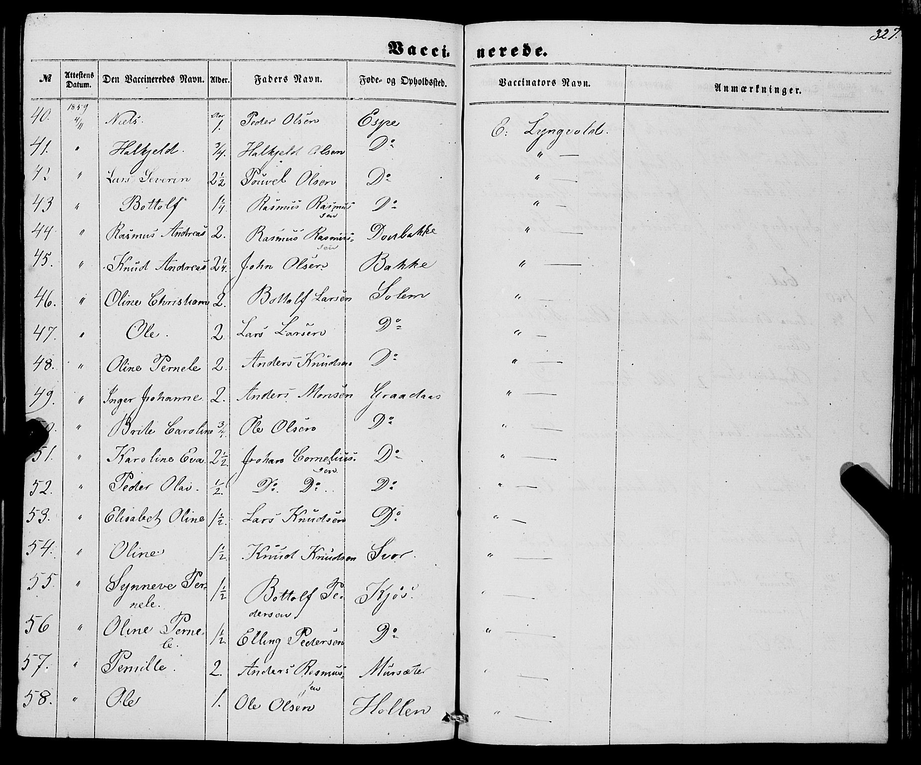 Eid sokneprestembete, AV/SAB-A-82301/H/Haa/Haaa/L0008: Parish register (official) no. A 8, 1858-1860, p. 327