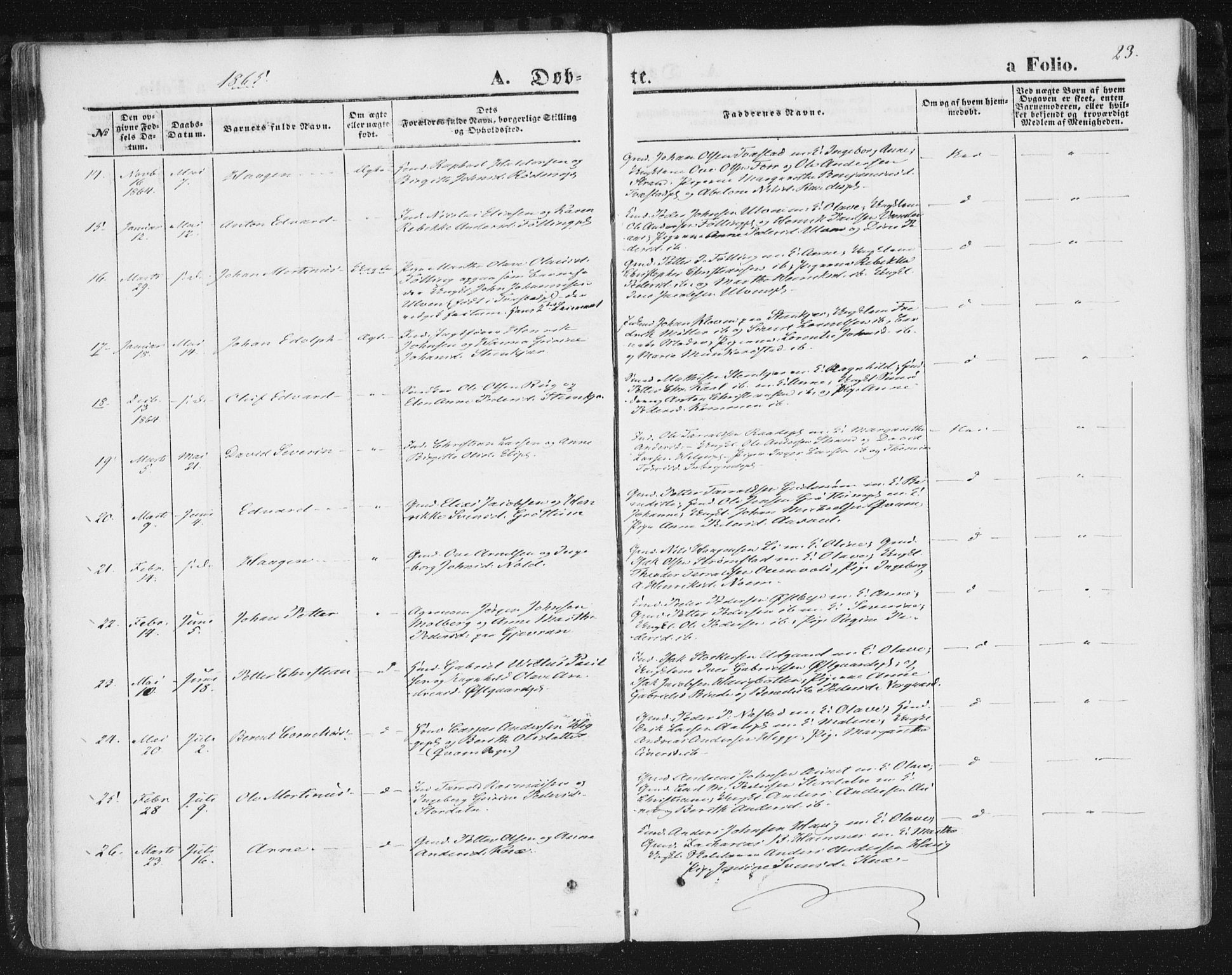 Ministerialprotokoller, klokkerbøker og fødselsregistre - Nord-Trøndelag, SAT/A-1458/746/L0447: Parish register (official) no. 746A06, 1860-1877, p. 23