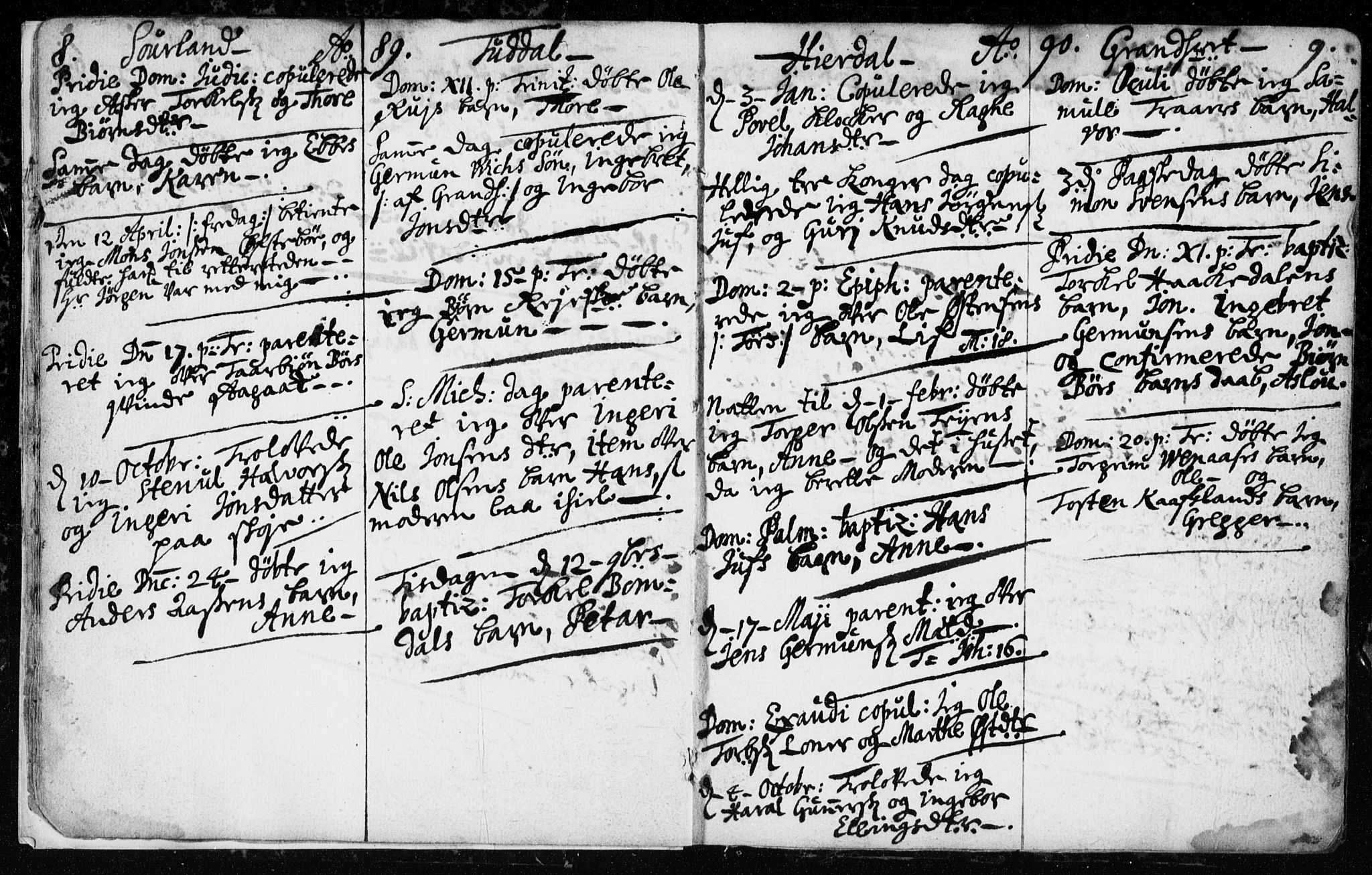 Hjartdal kirkebøker, AV/SAKO-A-270/F/Fa/L0001: Parish register (official) no. I 1, 1685-1714, p. 8-9