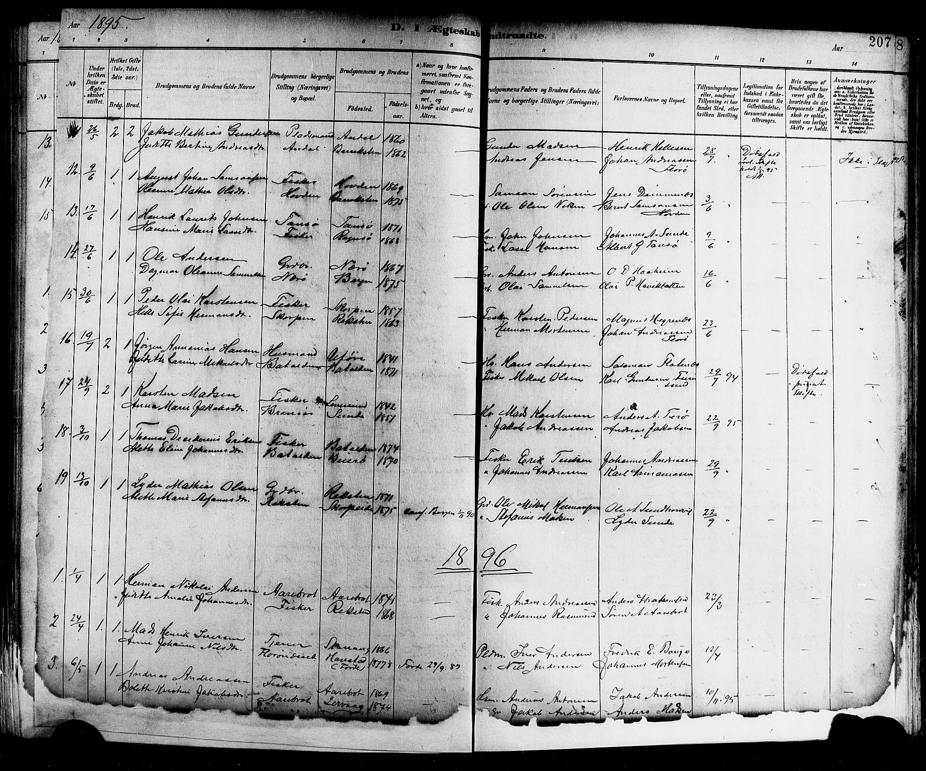 Kinn sokneprestembete, SAB/A-80801/H/Hab/Haba/L0002: Parish register (copy) no. A 2, 1882-1906, p. 207