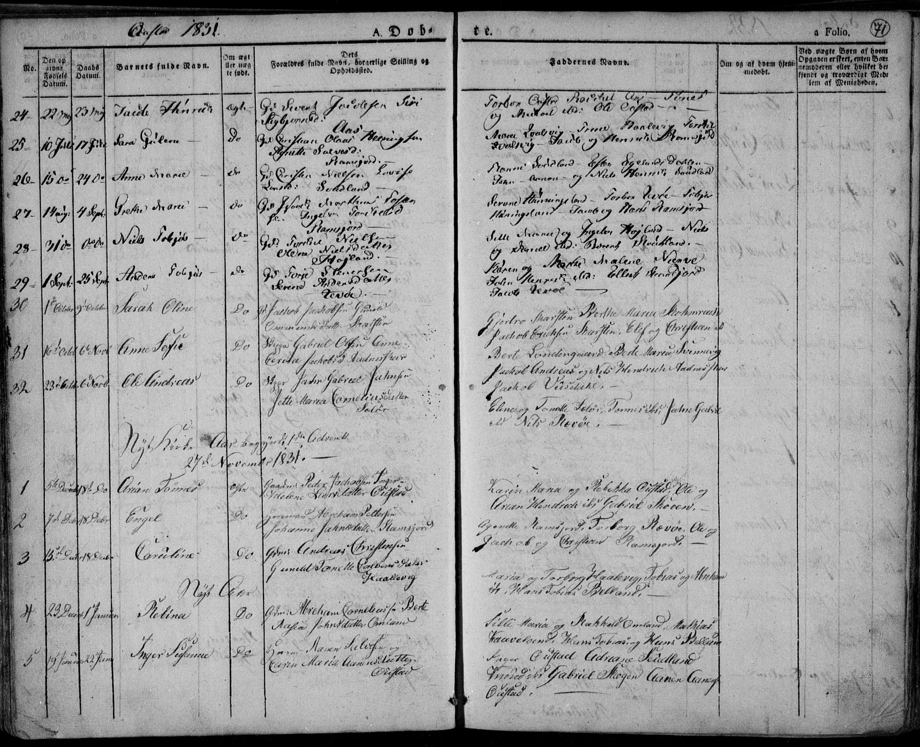 Lyngdal sokneprestkontor, AV/SAK-1111-0029/F/Fa/Fac/L0007: Parish register (official) no. A 7, 1825-1838, p. 71