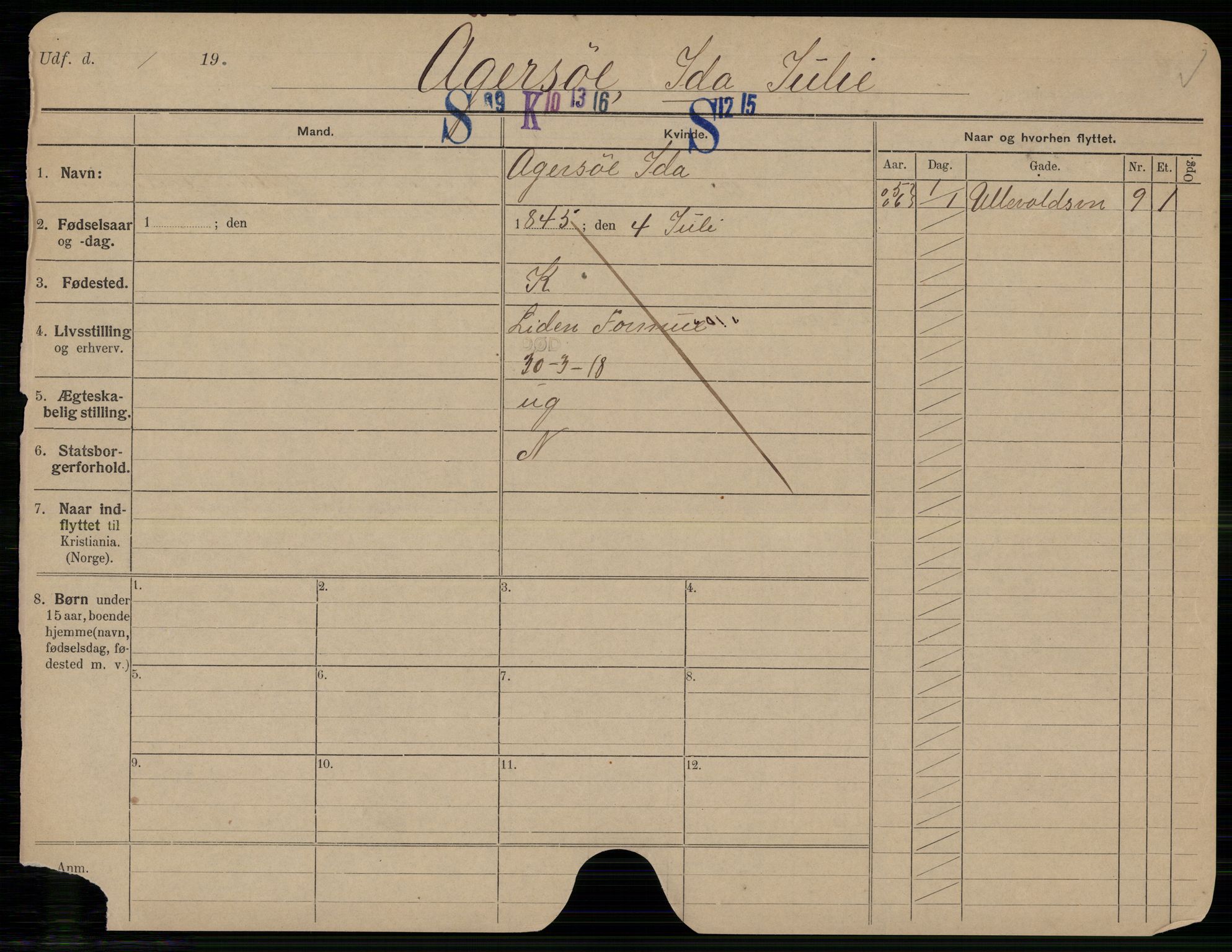 Oslo folkeregister, Registerkort, SAO/A-11715/G/Gb/L0026: Kvinner, 1918