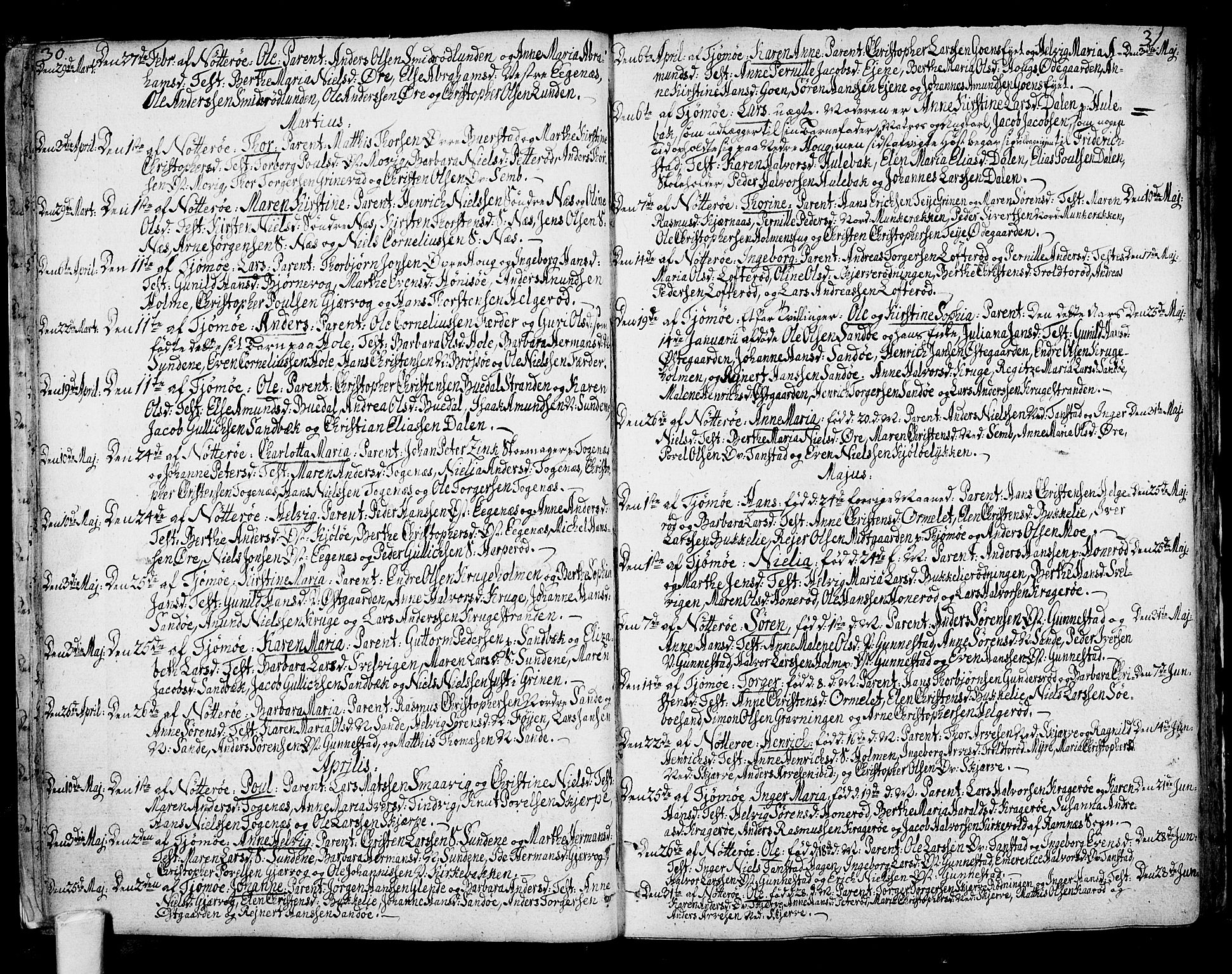Nøtterøy kirkebøker, AV/SAKO-A-354/F/Fa/L0003: Parish register (official) no. I 3, 1791-1814, p. 30-31