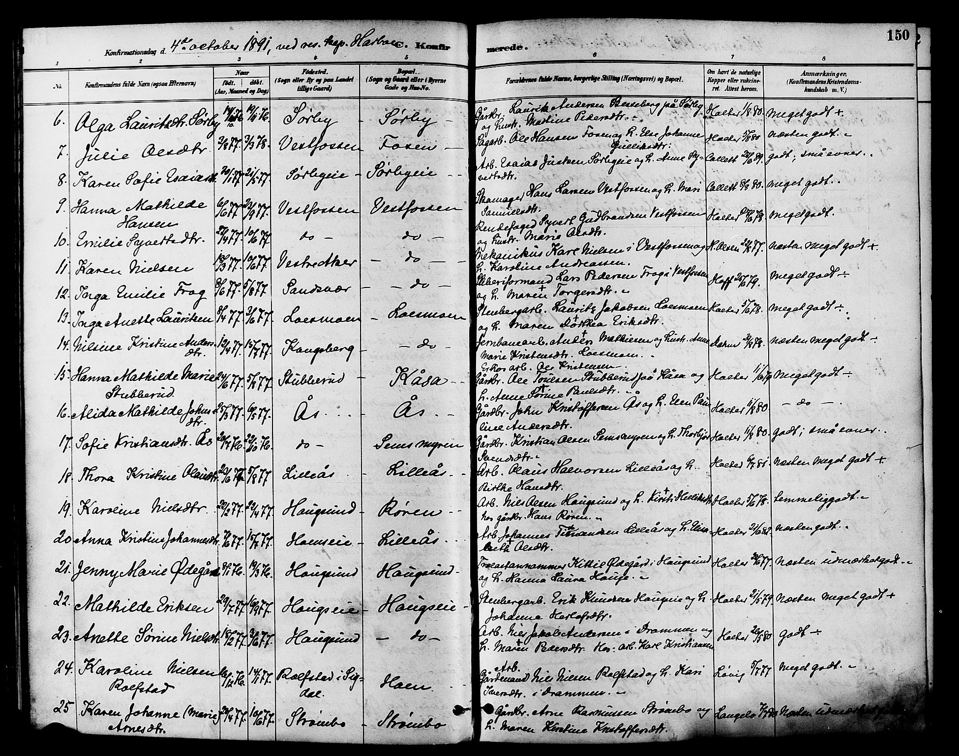 Eiker kirkebøker, AV/SAKO-A-4/F/Fb/L0002: Parish register (official) no. II 2, 1889-1896, p. 150