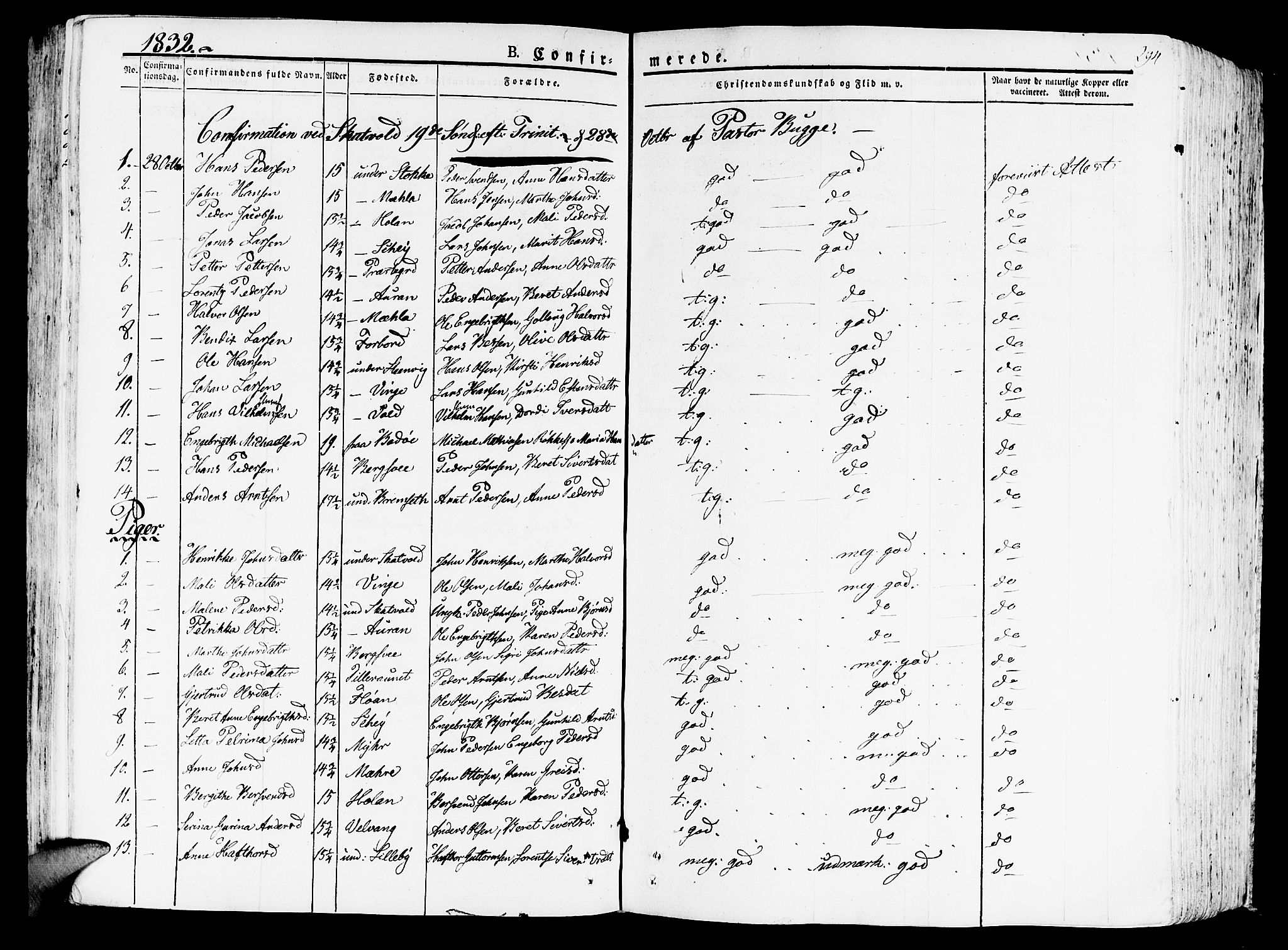 Ministerialprotokoller, klokkerbøker og fødselsregistre - Nord-Trøndelag, AV/SAT-A-1458/709/L0070: Parish register (official) no. 709A10, 1820-1832, p. 294