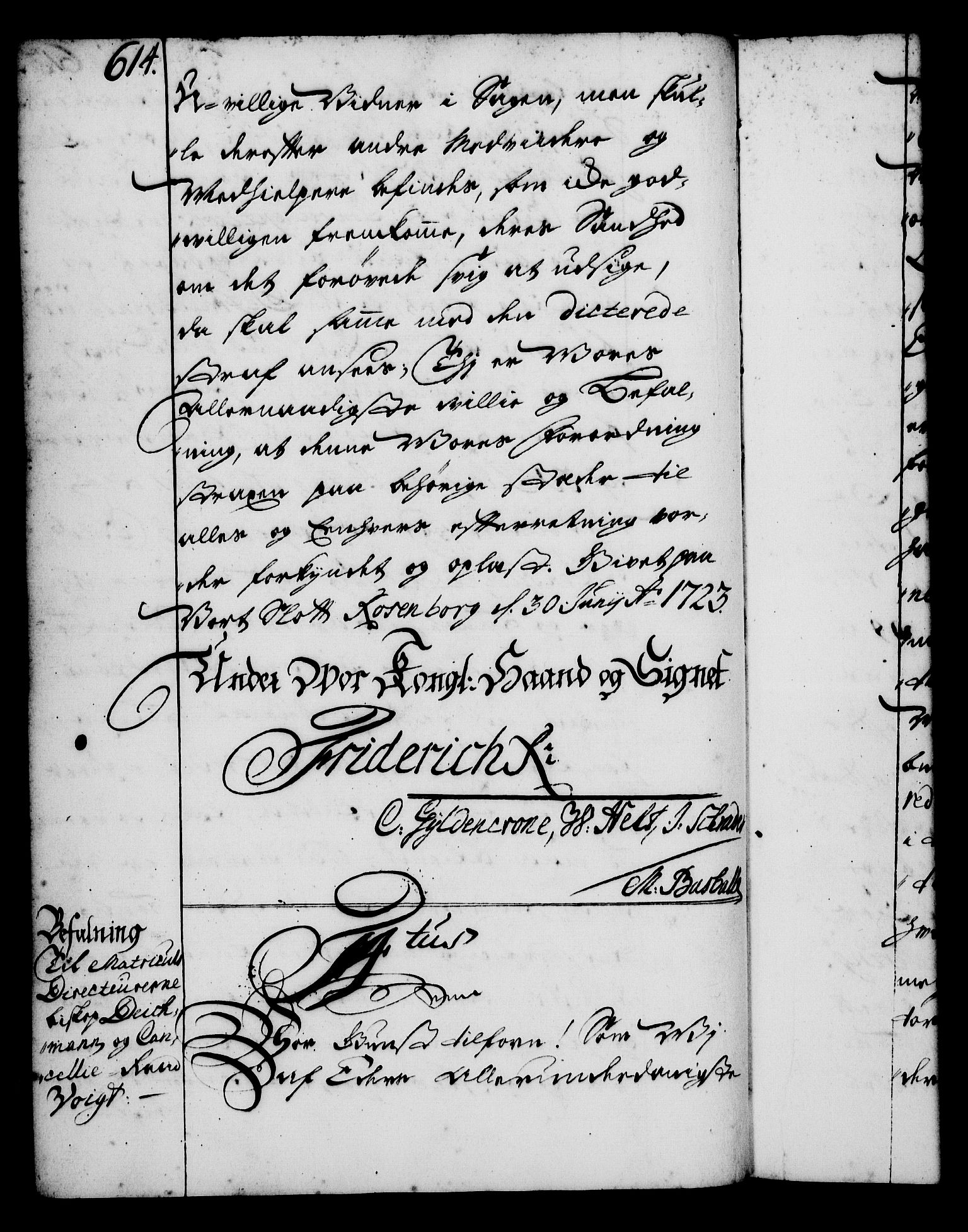 Rentekammeret, Kammerkanselliet, RA/EA-3111/G/Gg/Gga/L0001: Norsk ekspedisjonsprotokoll med register (merket RK 53.1), 1720-1723, p. 614