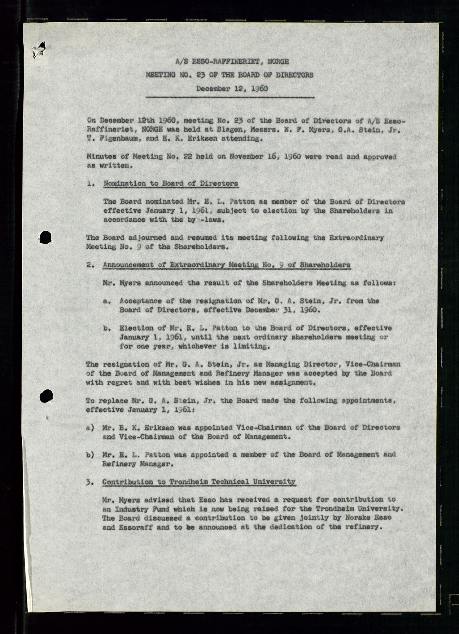 PA 1537 - A/S Essoraffineriet Norge, AV/SAST-A-101957/A/Aa/L0001/0001: Styremøter / Styremøter, board meetings, 1959-1961, p. 79