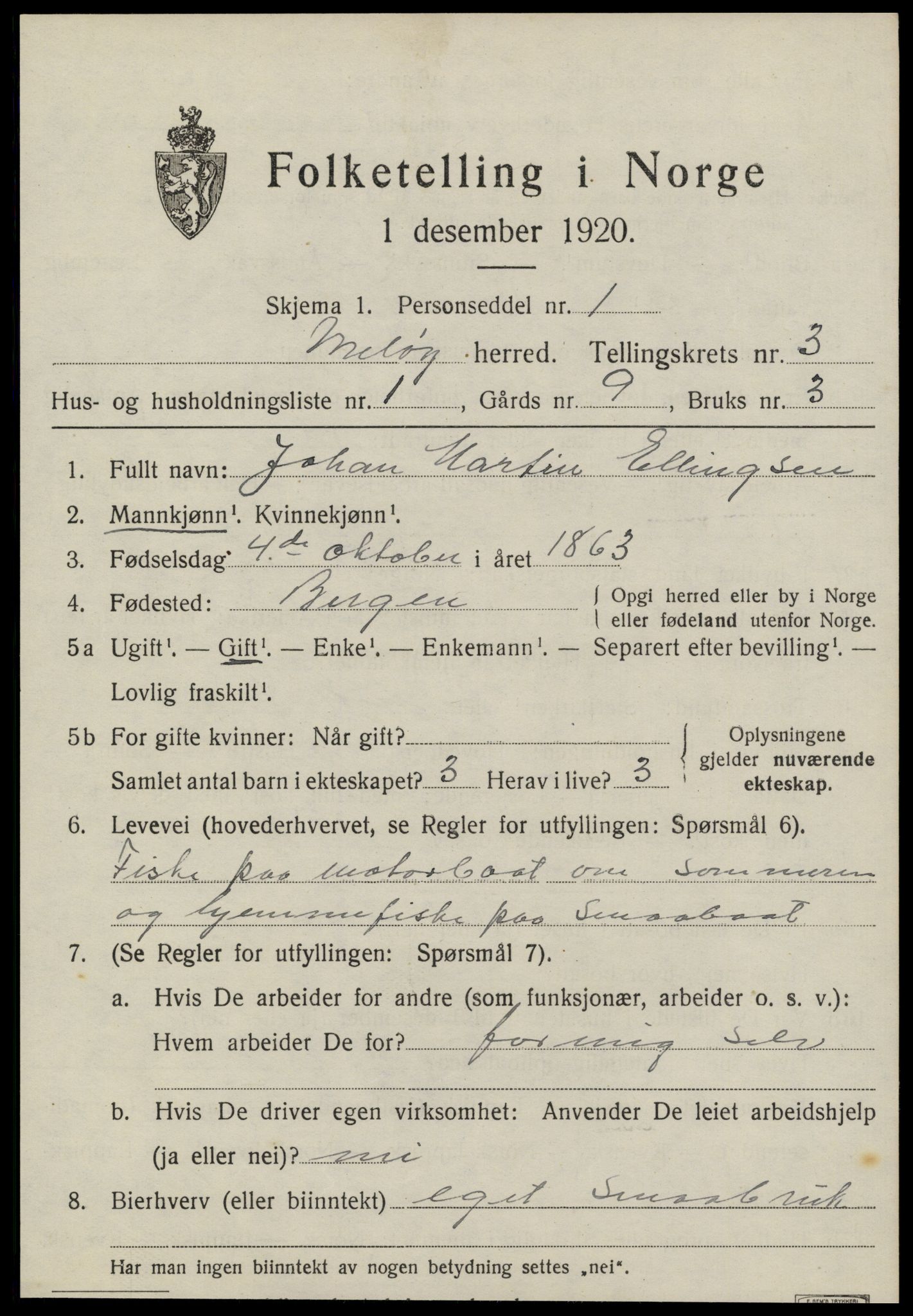 SAT, 1920 census for Meløy, 1920, p. 2533