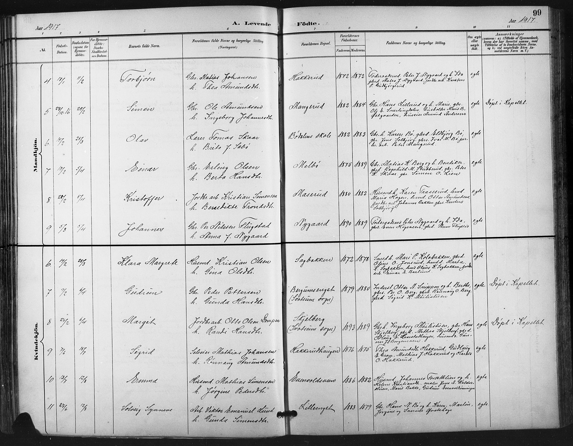 Vestre Gausdal prestekontor, SAH/PREST-094/H/Ha/Hab/L0003: Parish register (copy) no. 3, 1896-1925, p. 99
