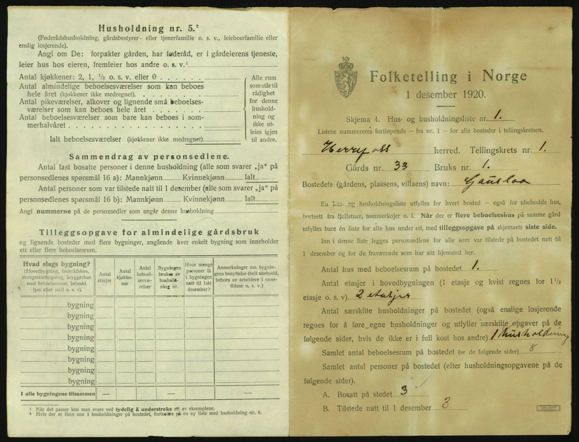 SAK, 1920 census for Herefoss, 1920, p. 28