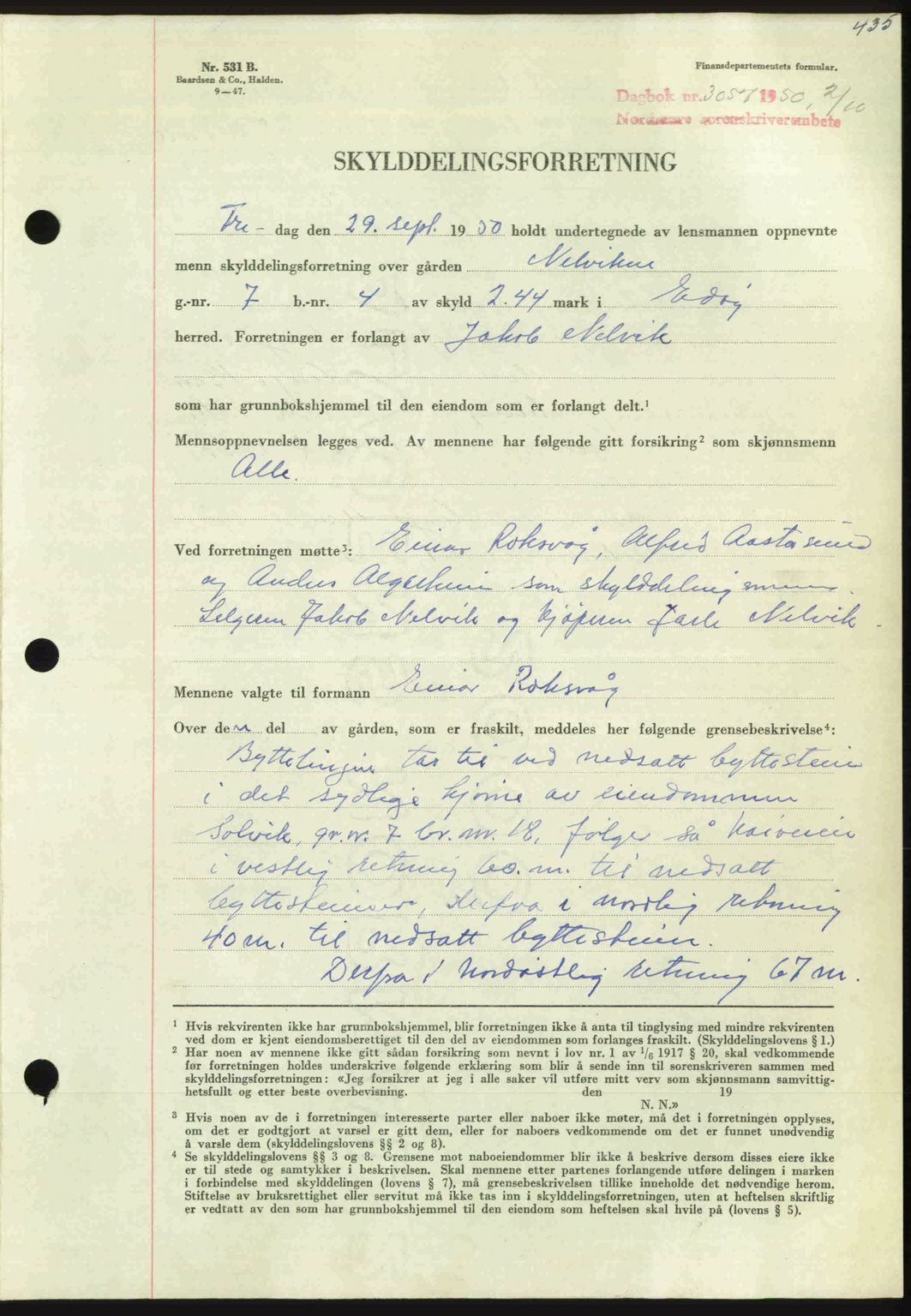 Nordmøre sorenskriveri, AV/SAT-A-4132/1/2/2Ca: Mortgage book no. A116, 1950-1950, Diary no: : 3057/1950