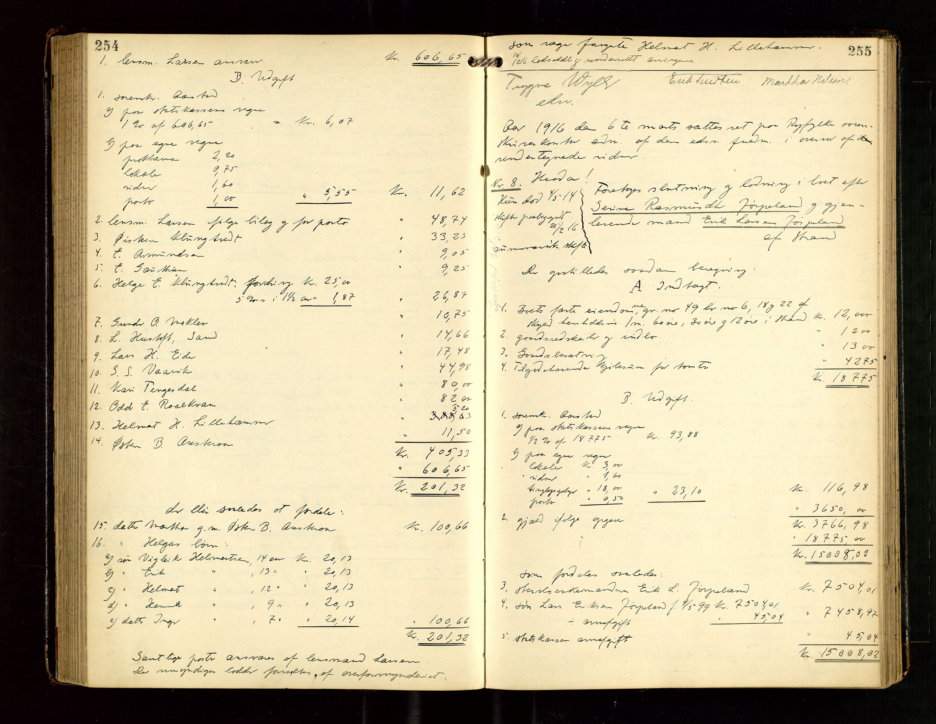 Ryfylke tingrett, AV/SAST-A-100055/001/IV/IVG/L0004: Skifteutlodningsprotokoll Med register, 1912-1918, p. 254-255