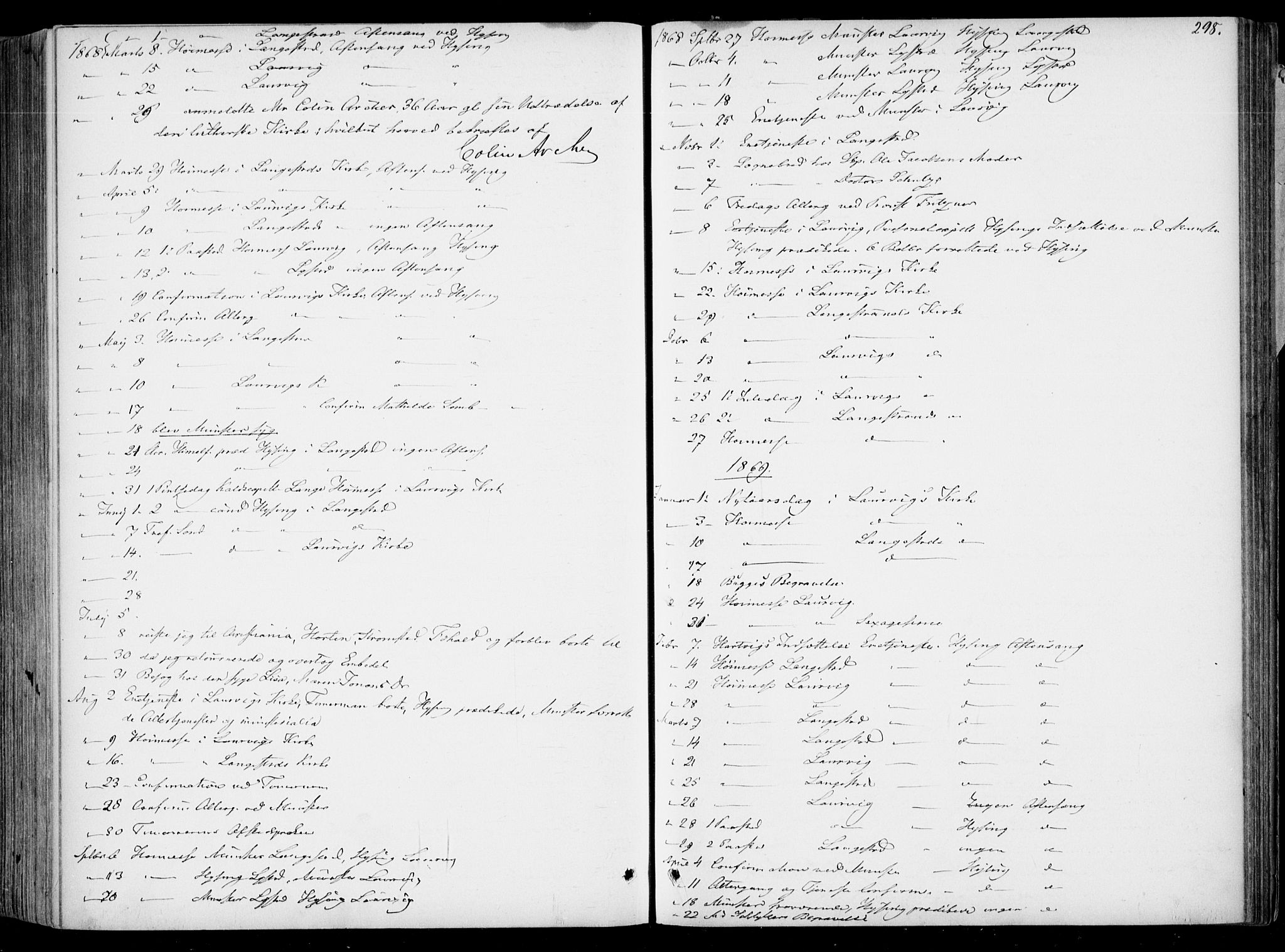 Larvik kirkebøker, SAKO/A-352/F/Fa/L0005: Parish register (official) no. I 5, 1856-1870, p. 298
